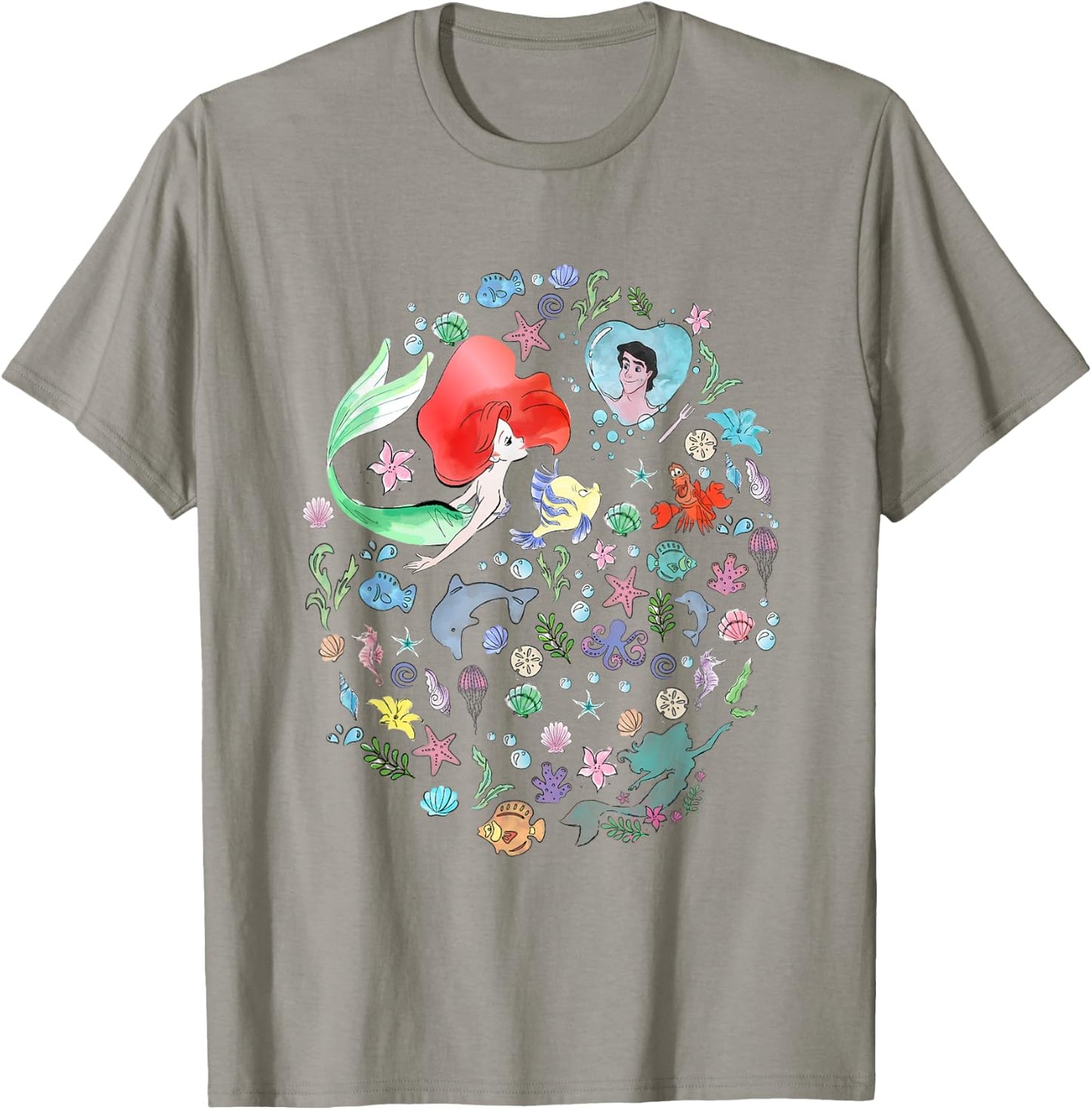 Disney The Little Mermaid Ariel's Jumble Watercolor Poster T-Shirt - T-Shirt | Sand