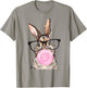 Cute Bunny Glasses Bubblegum Easter Day Girls Kids Boys T-Shirt - T-Shirt | Sand