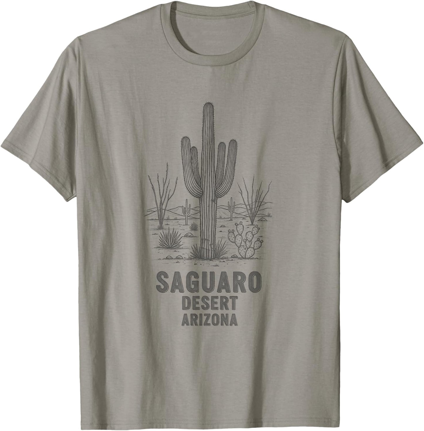 Vintage Saguaro Desert Arizona Drawing Art Design T-Shirt - T-Shirt | Sand