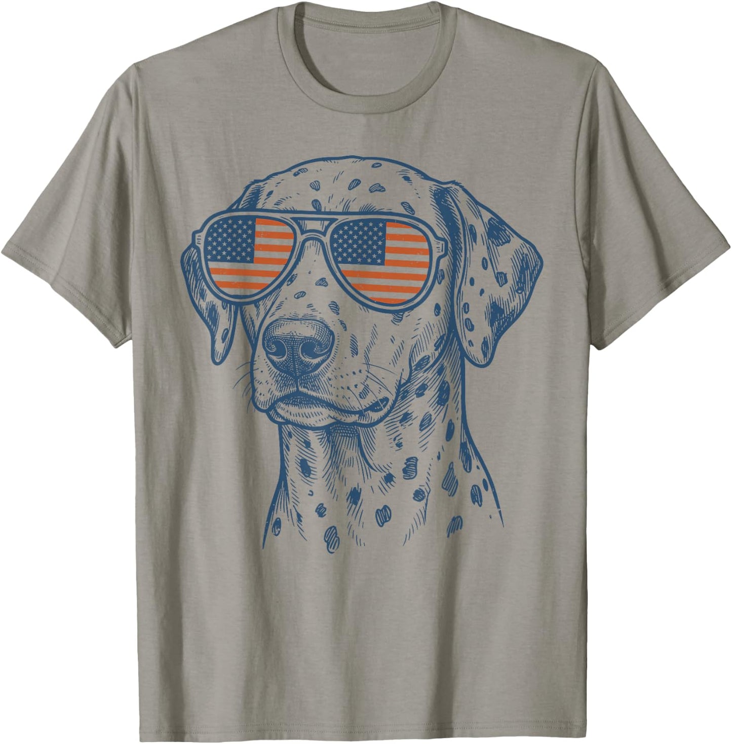 Patriotic Dalmatian Dog Mom Dad 4th of July Vintage T-Shirt - T-Shirt | Sand