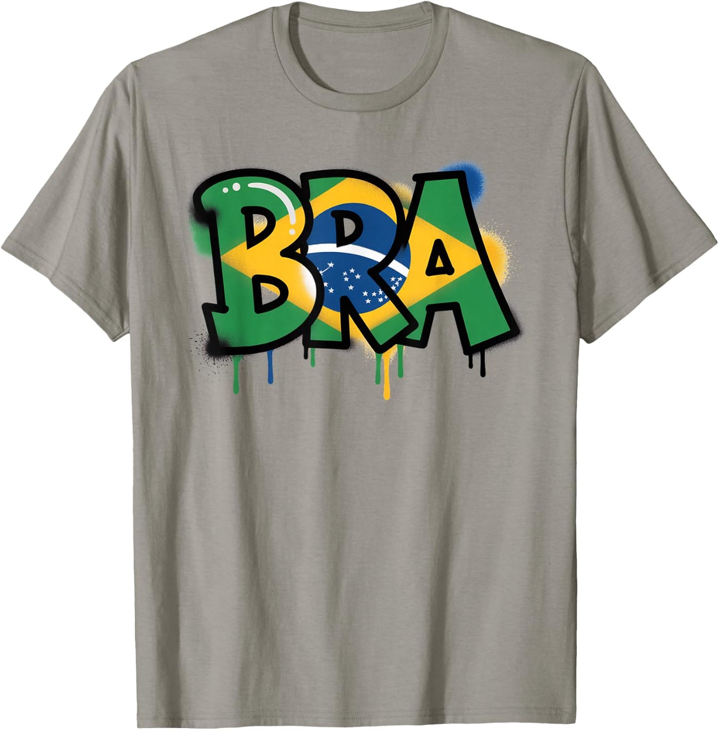 Brazil Flag Brasil Brazilian Pride Street Art T-Shirt - T-Shirt | Sand