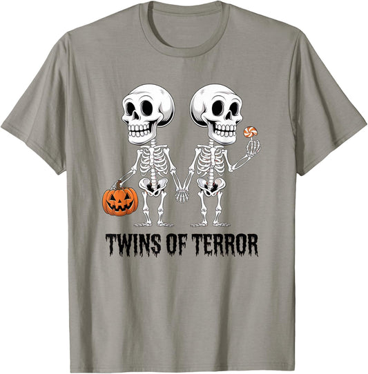 Twins of Terror, Matching Twins Costume Halloween T-Shirt - T-Shirt | Sand
