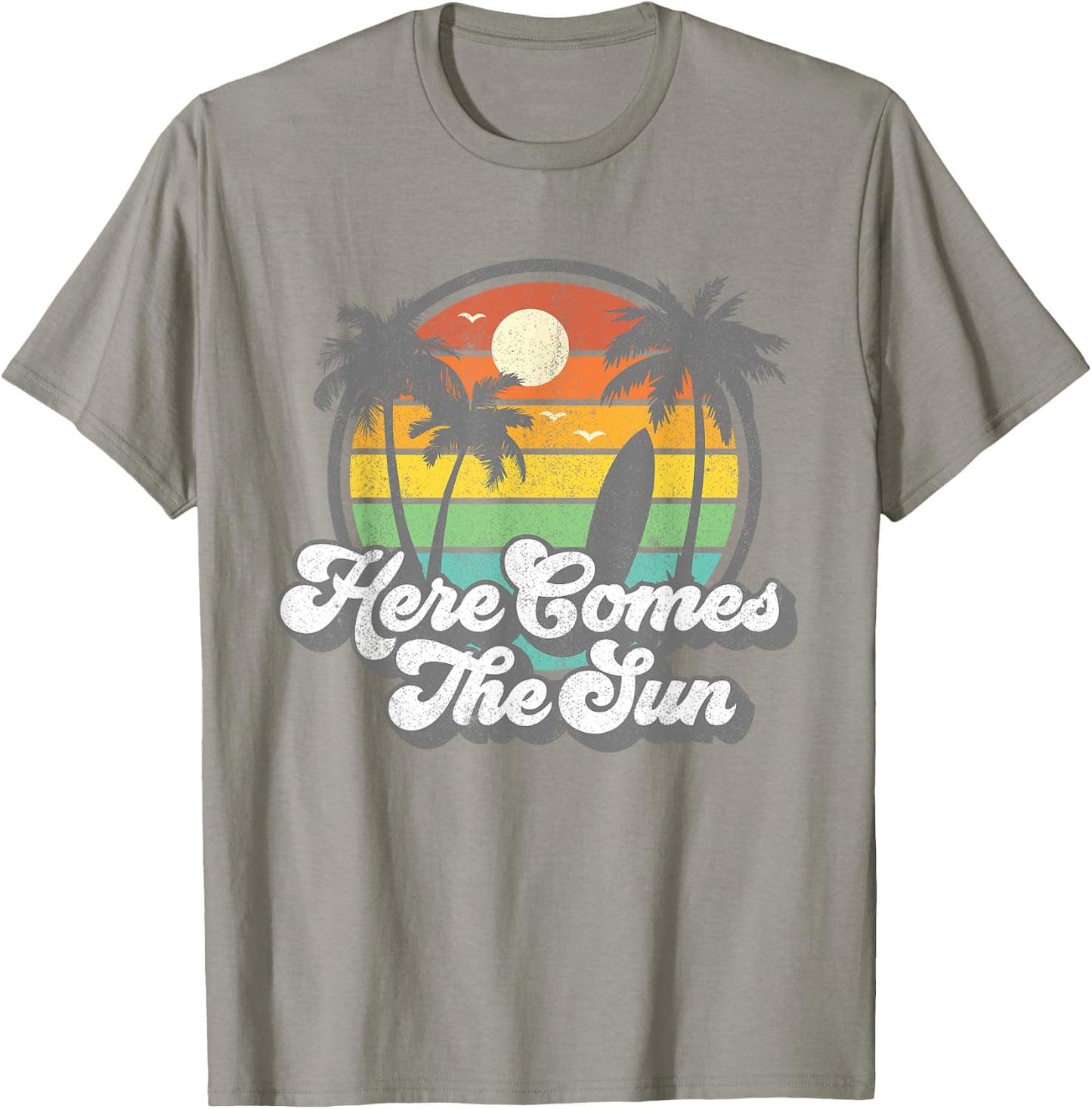 Vintage Here Comes The Sun Beach Surfing Retro 70s Surf Gift Women Girls Kids T-Shirt - T-Shirt | Sand
