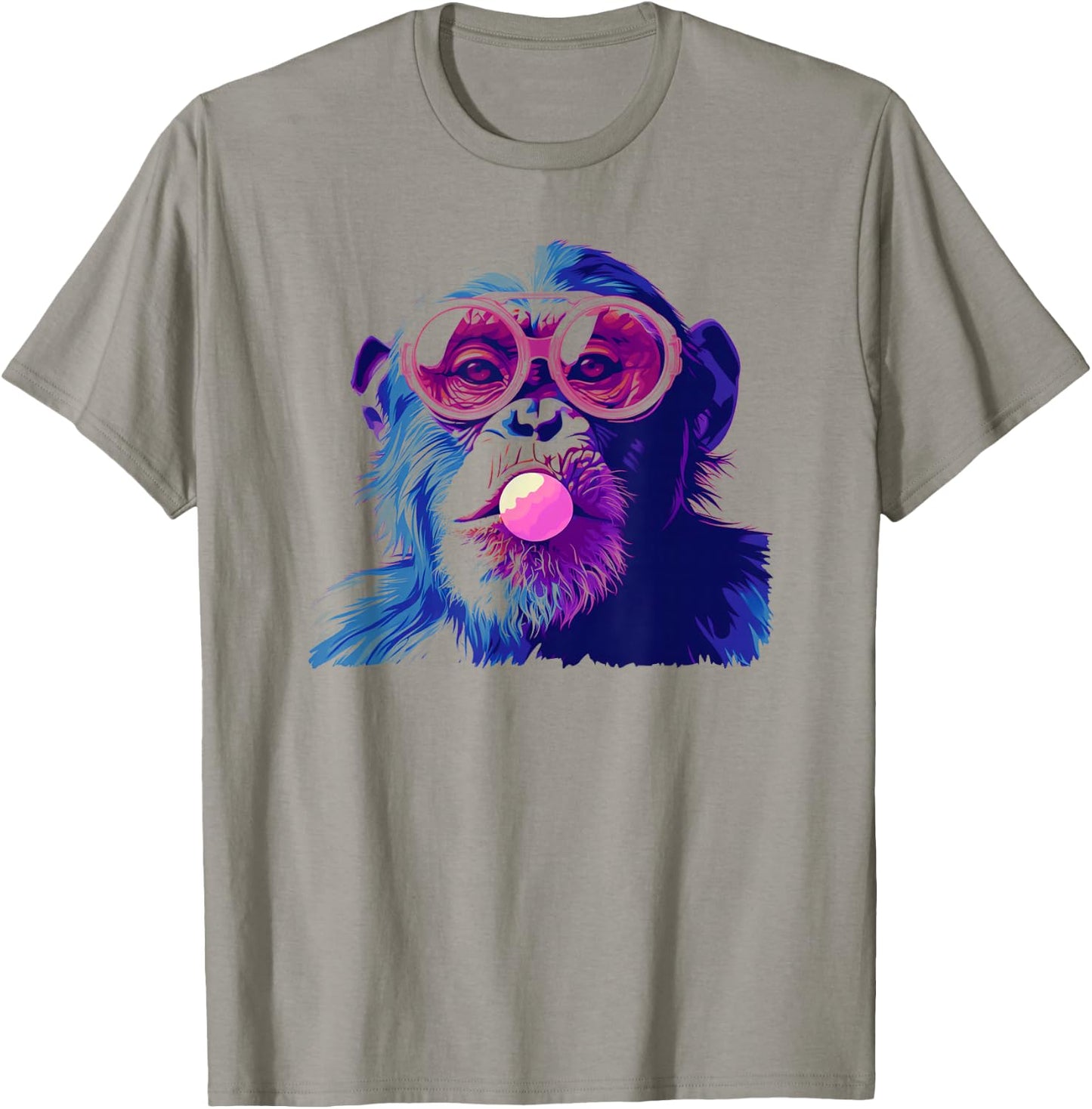 Cute Chimpanzee Monkey Primate Portrait Chimp Bubblegum T-Shirt - T-Shirt | Sand