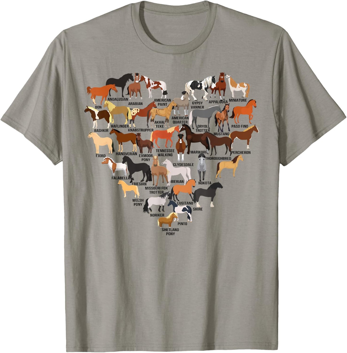 Funny Horse Animal Lover Heart Shape Men Women Kids T-Shirt - T-Shirt | Sand