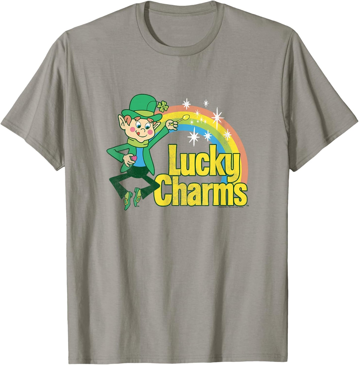 Lucky Charms 80s Style Lucky The Leprechaun Rainbow Logo T-Shirt - T-Shirt | Sand
