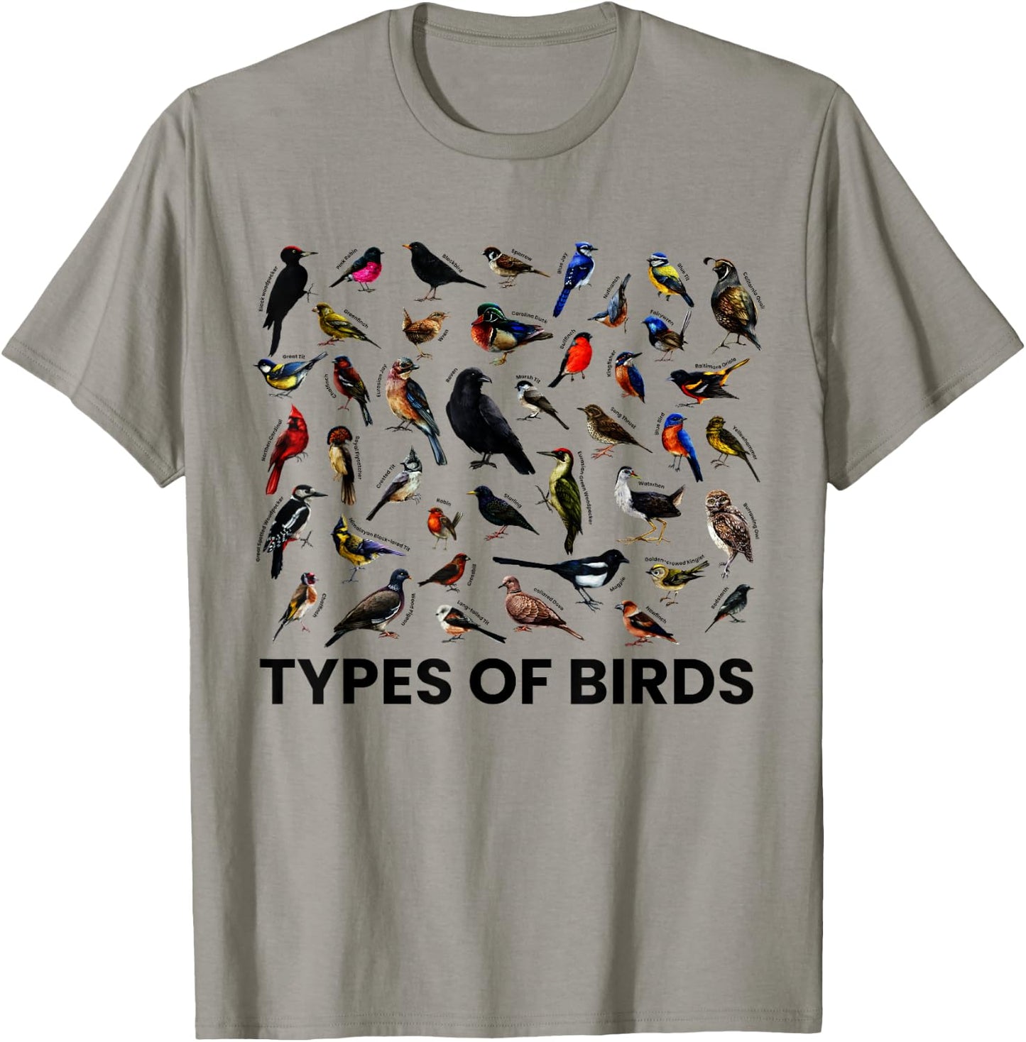 Types of Birds Shirt for Birdwatcher Twitcher Ornithologist T-Shirt - T-Shirt | Sand