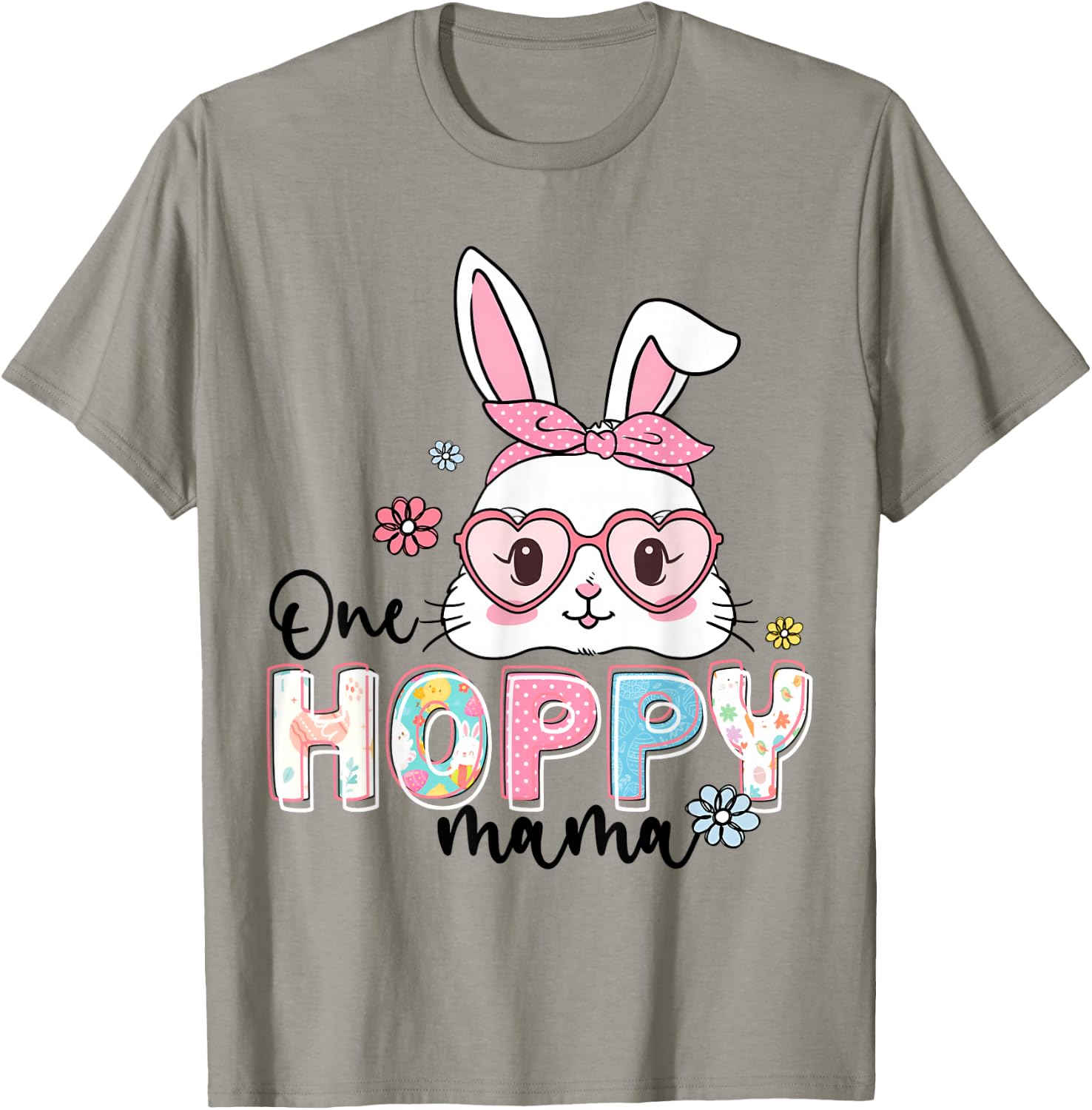 One Hoppy Mama Bunny Groovy Bunny Mom Mommy Happy Easter Day T-Shirt - T-Shirt | Sand