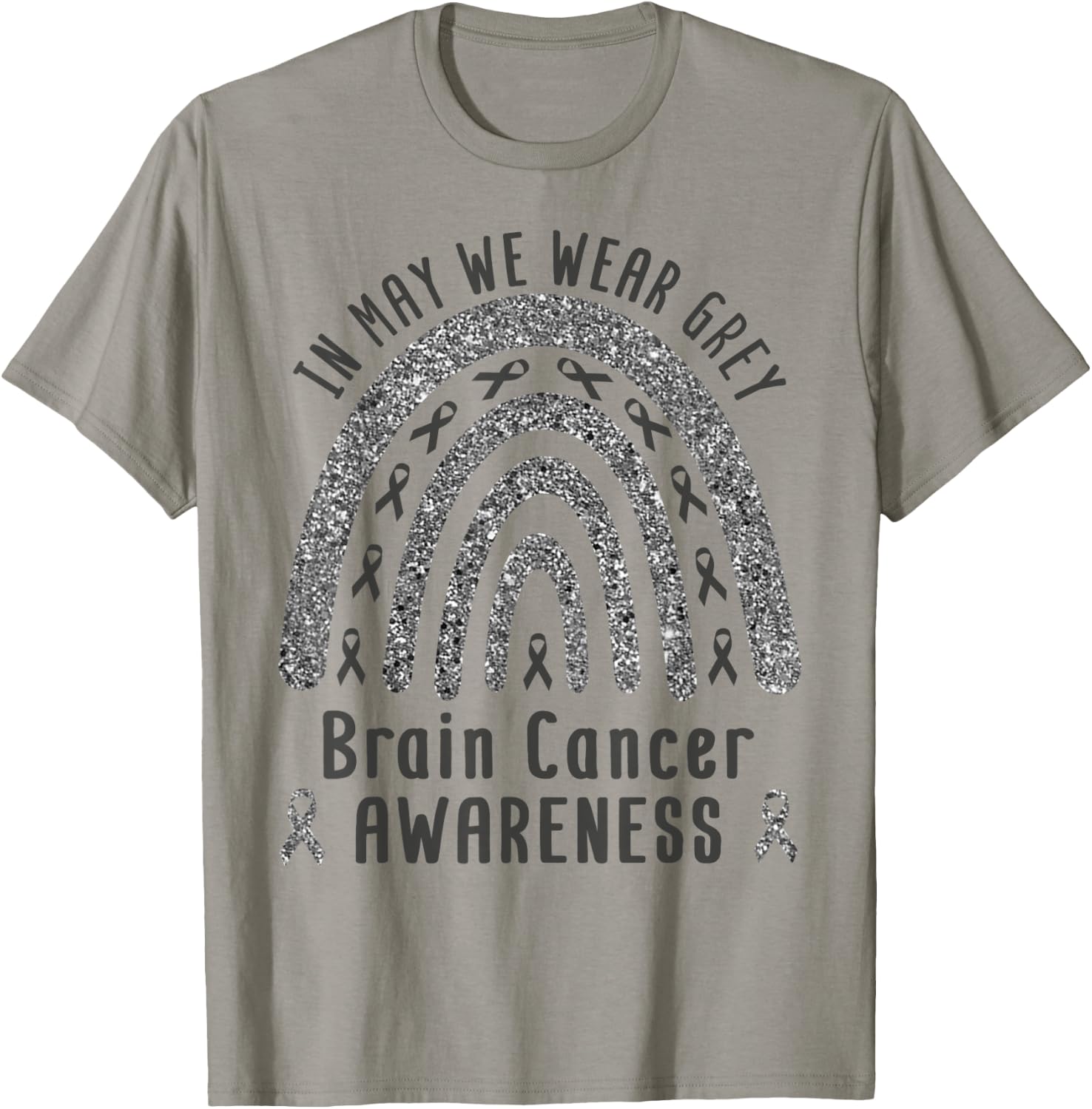 Rainbow Brain Cancer Awareness Shirt Wear Grey Brain Cancer T-Shirt - T-Shirt | Sand