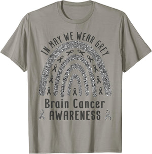 Rainbow Brain Cancer Awareness Shirt Wear Grey Brain Cancer T-Shirt - T-Shirt | Sand