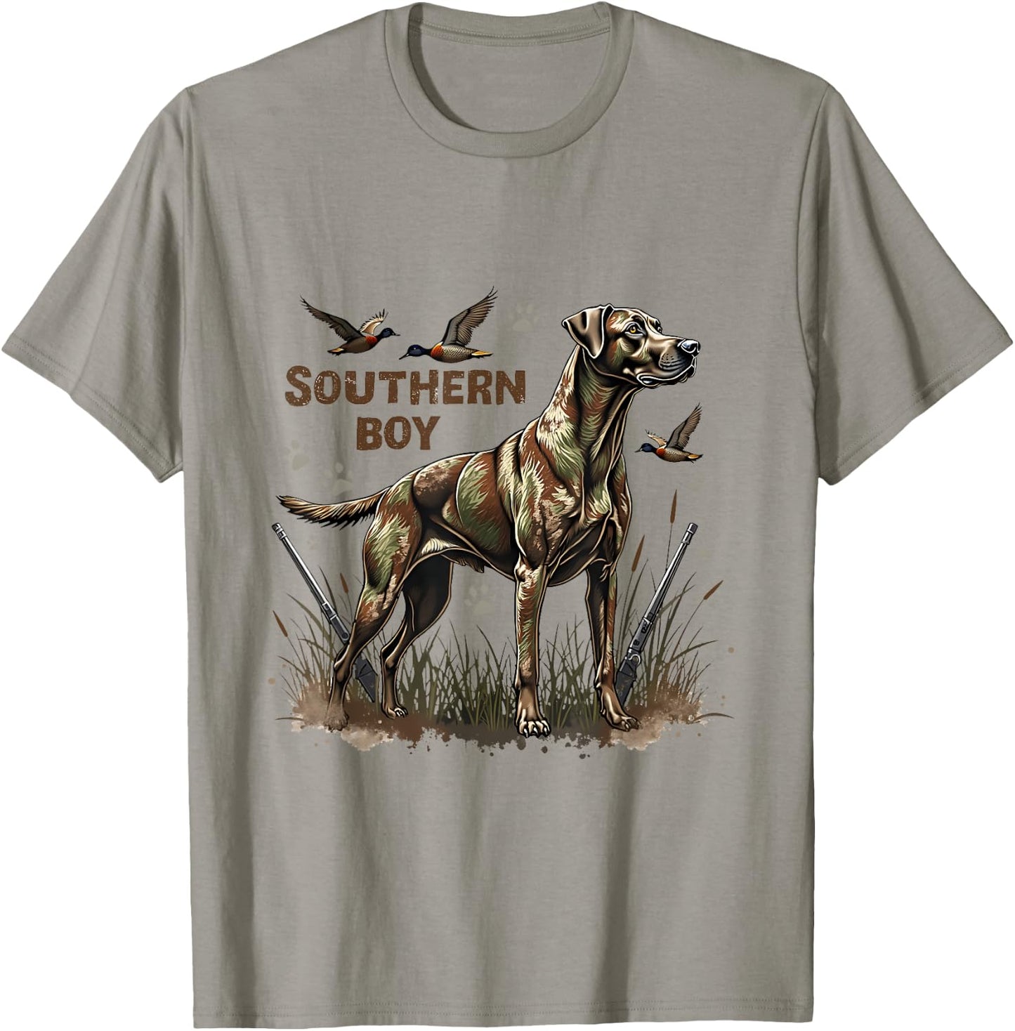 Retro Southern Boy Hunting Dog Waterfowl Dog Lovers Costume T-Shirt - T-Shirt | Sand