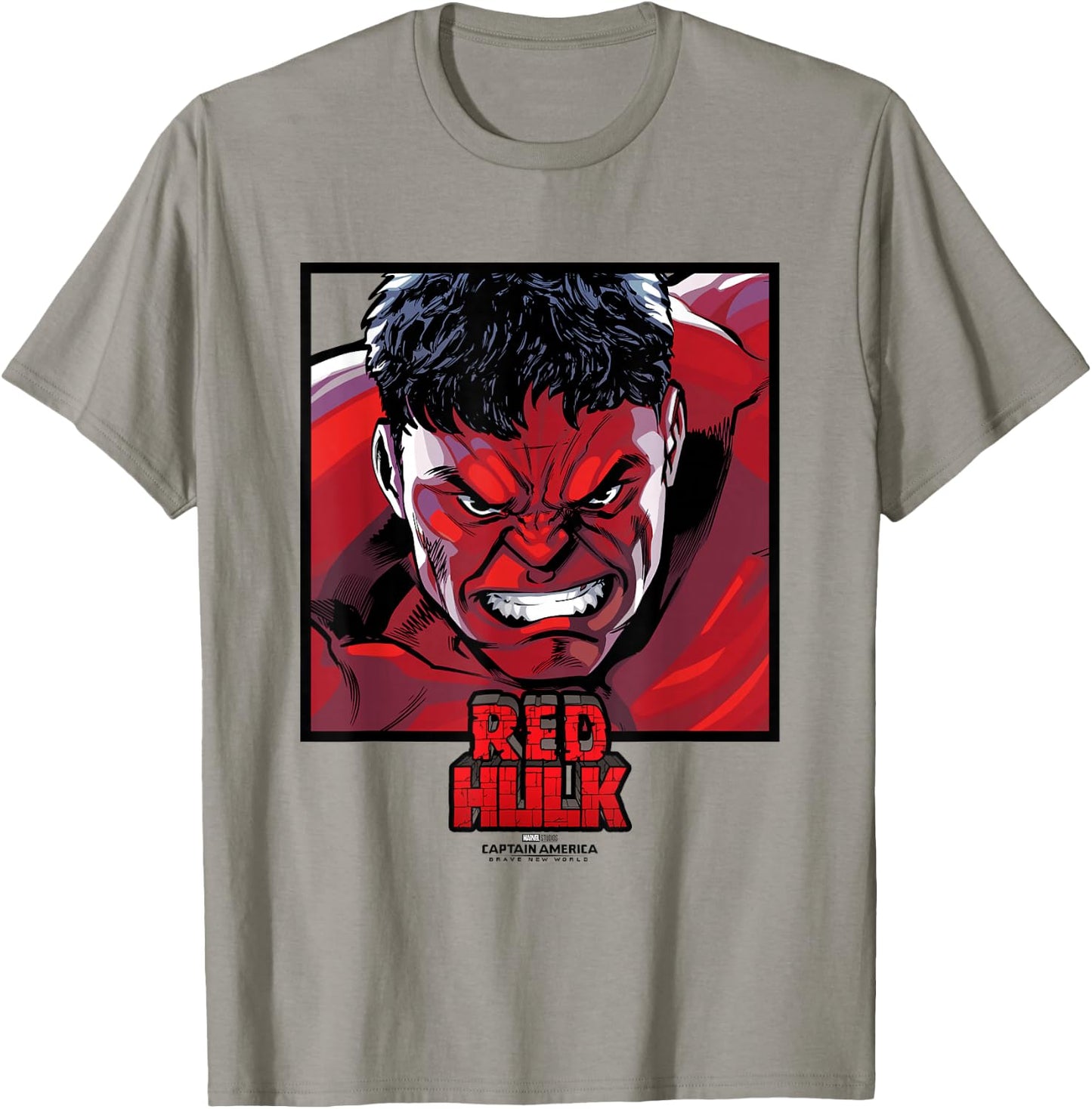 Marvel Captain America: Brave New World Red Hulk Face Panel , grey, S T-Shirt - T-Shirt | Sand