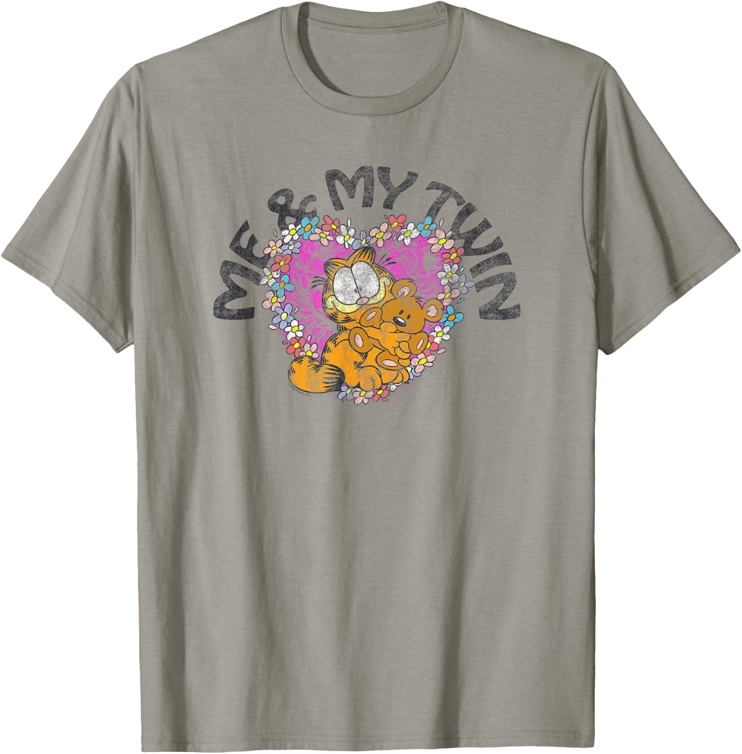 Garfield Me and My Twin Flower Heart Pookie Retro Cute Cat T-Shirt - T-Shirt | Sand