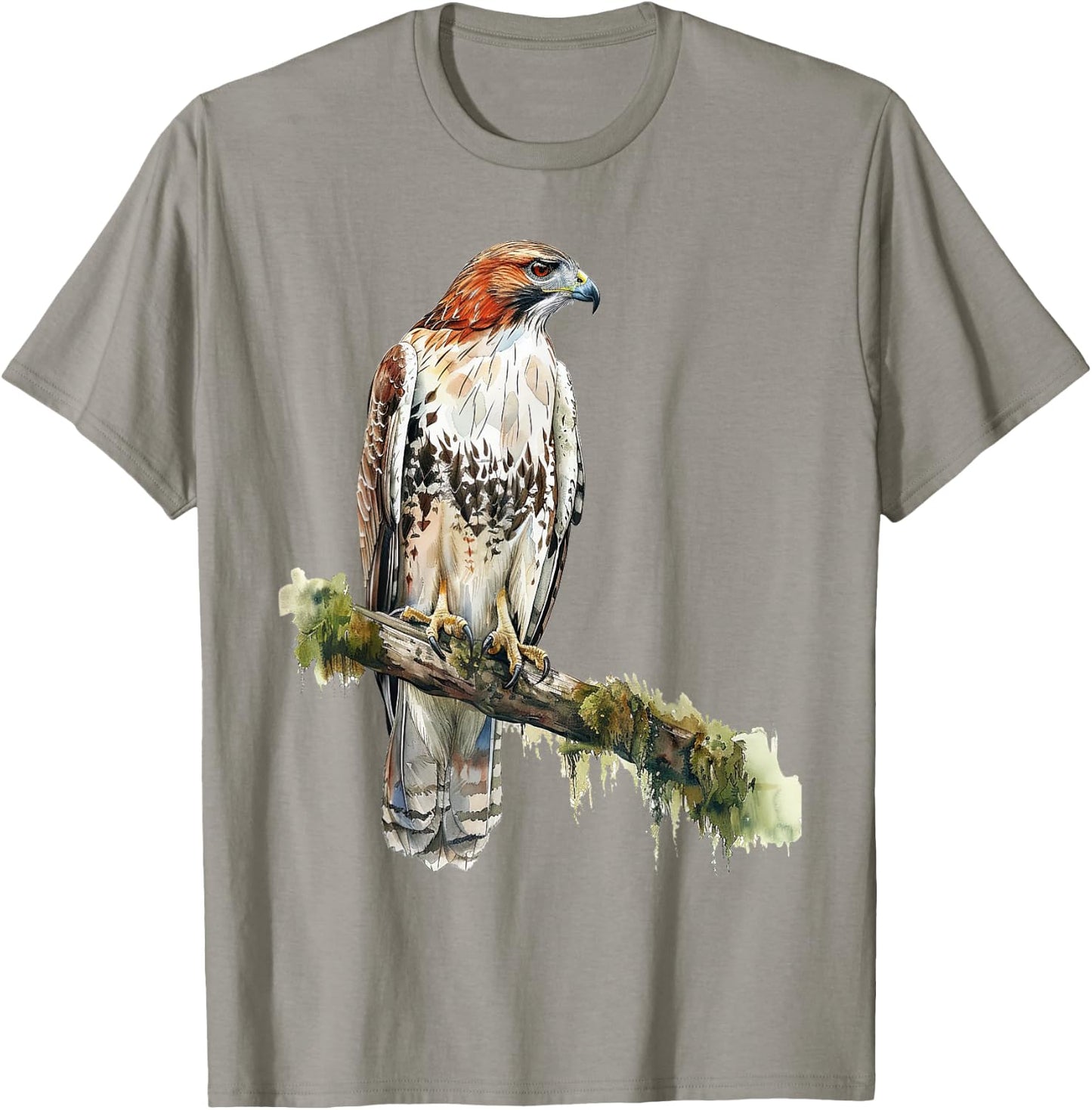 Watercolour Red Tailed Hawk Falconry Birding T-Shirt - T-Shirt | Sand