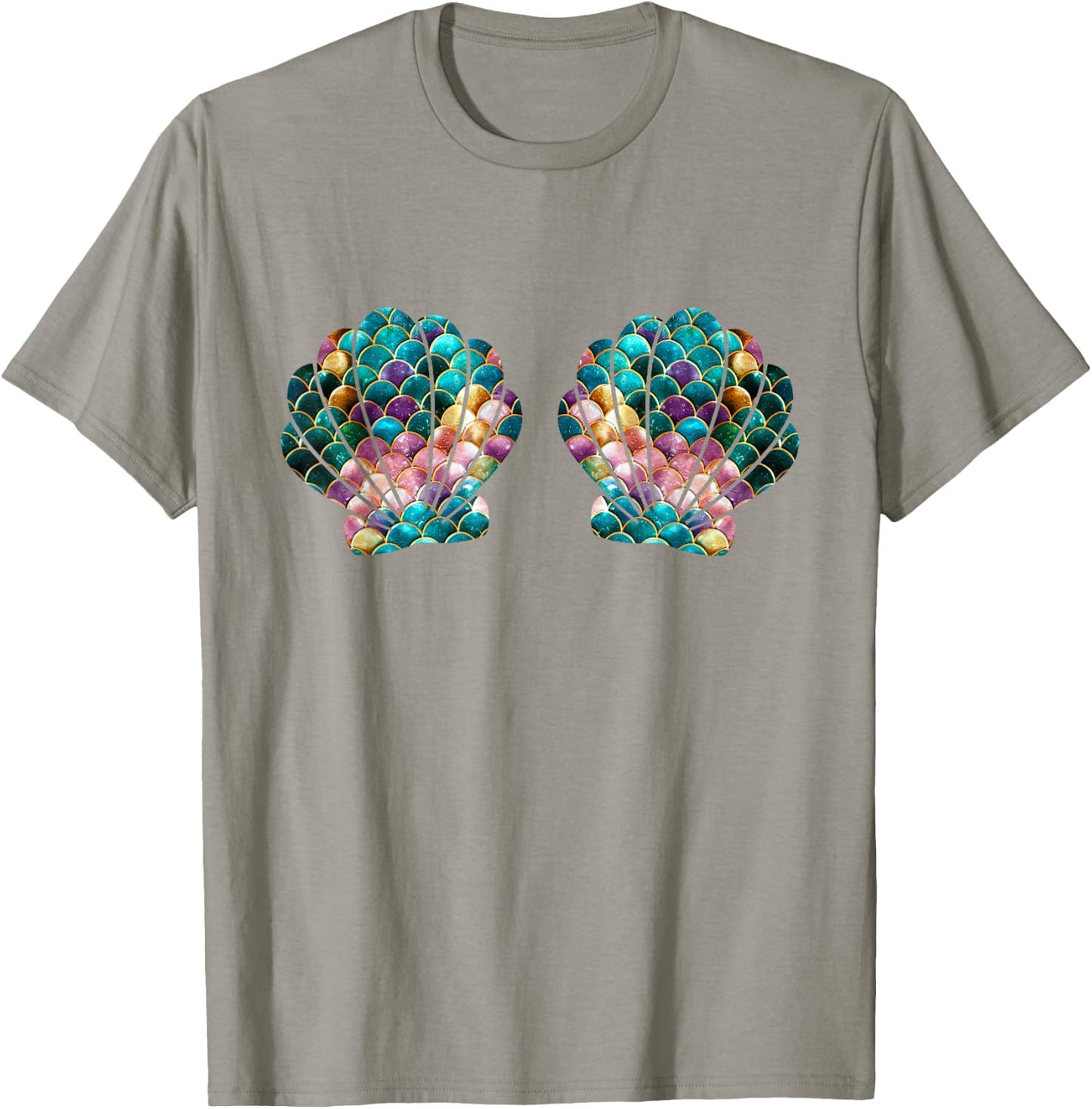 Mermaid Seashell Bra Cartoon Sea Shell Graphic Costume T-Shirt - T-Shirt | Sand
