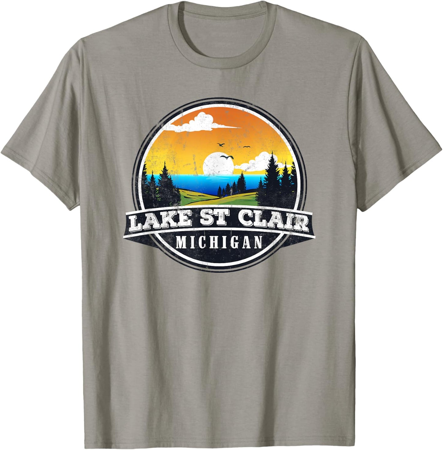 Fishing Boating Camping - Lakeview Lake St Clair T-Shirt - T-Shirt | Sand