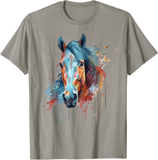 Horse Head Watercolor Equestrian T-Shirt - T-Shirt | Sand