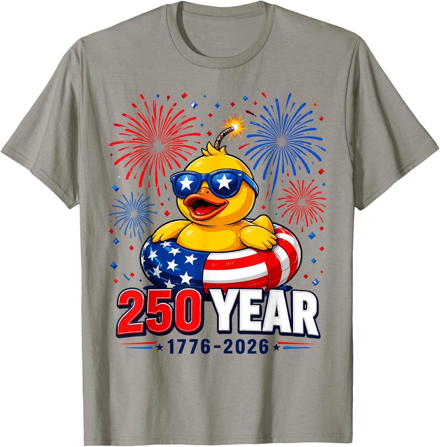 America 250th Anniversary 4th of July Patriotic Rubber Duck T-Shirt - T-Shirt | Sand