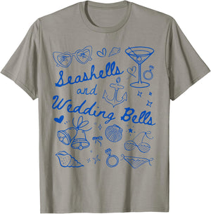Seashells and Wedding Bells Bridesmaid Bachelorette Party T-Shirt - T-Shirt | Sand