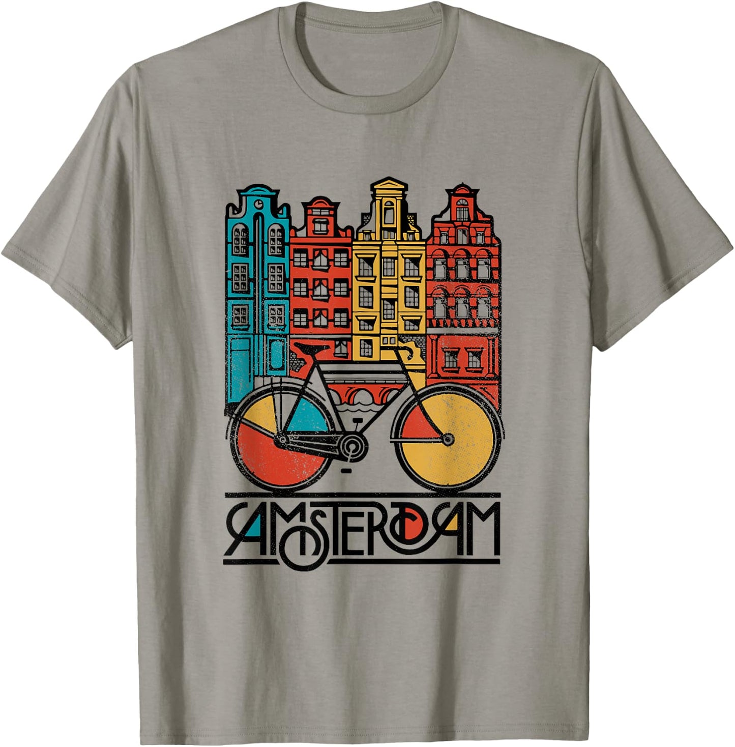 New Retro Bicycle Bike Amsterdam City T Shirt Jersey T-Shirt - T-Shirt | Sand
