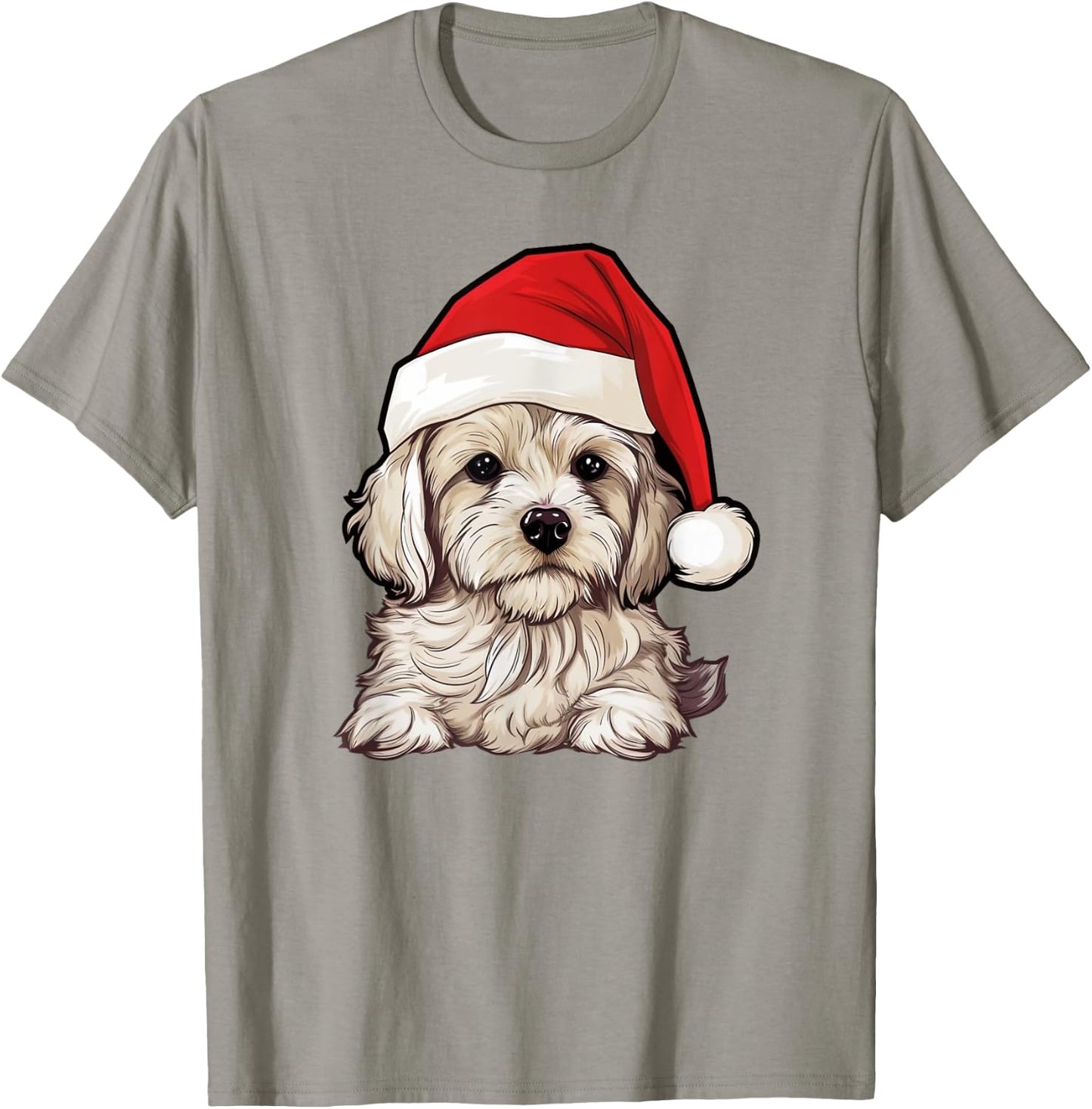 Cavachon Santa Hat Christmas Dog Lovers Gift Mom Dad Xmas Men Women Kids T-Shirt - T-Shirt | Sand