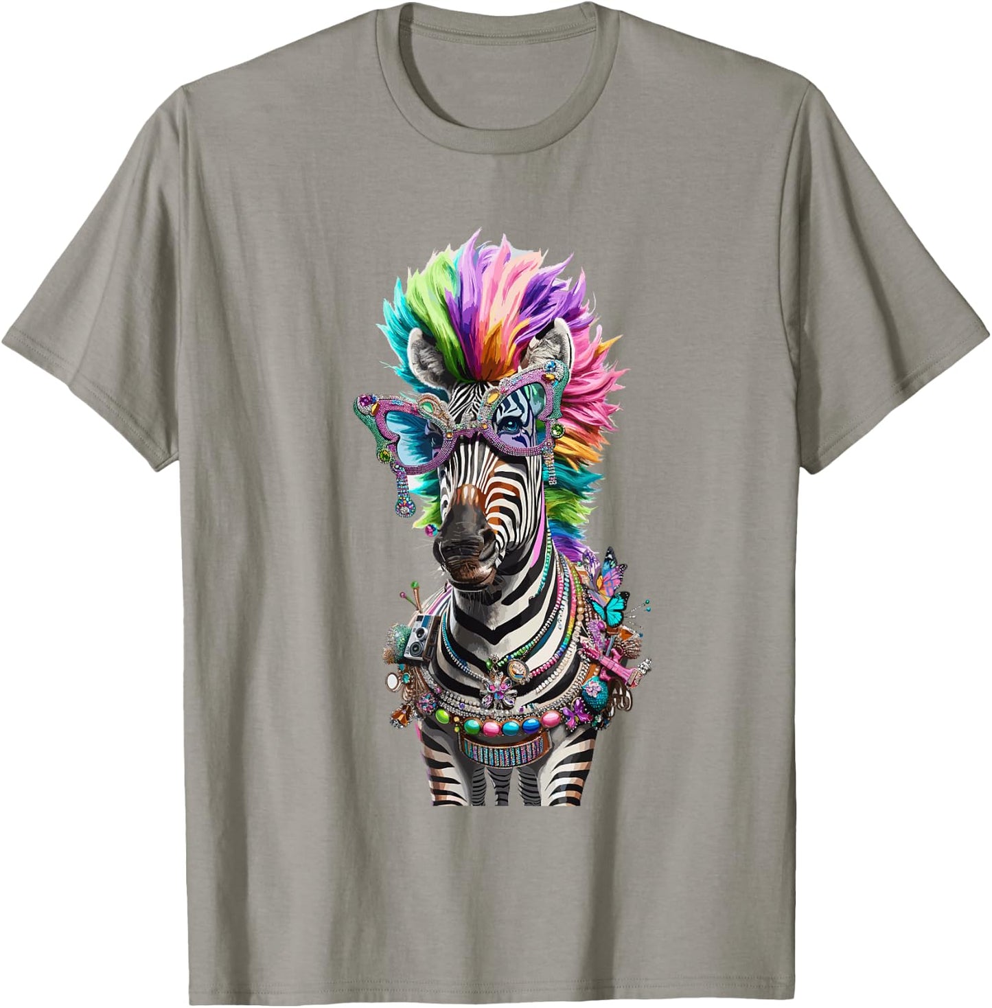 Cheesy Kitsch Aesthetic Zebra Lover Stuff Retro Zebra T-Shirt - T-Shirt | Sand