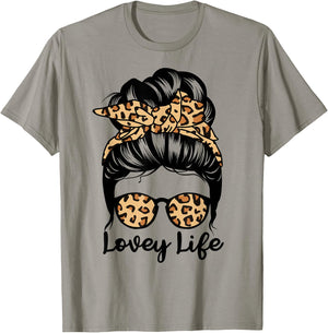 Lovey Life Messy Bun Hair Funny Grandma T-Shirt - T-Shirt | Sand