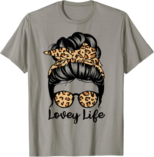 Lovey Life Messy Bun Hair Funny Grandma T-Shirt - T-Shirt | Sand