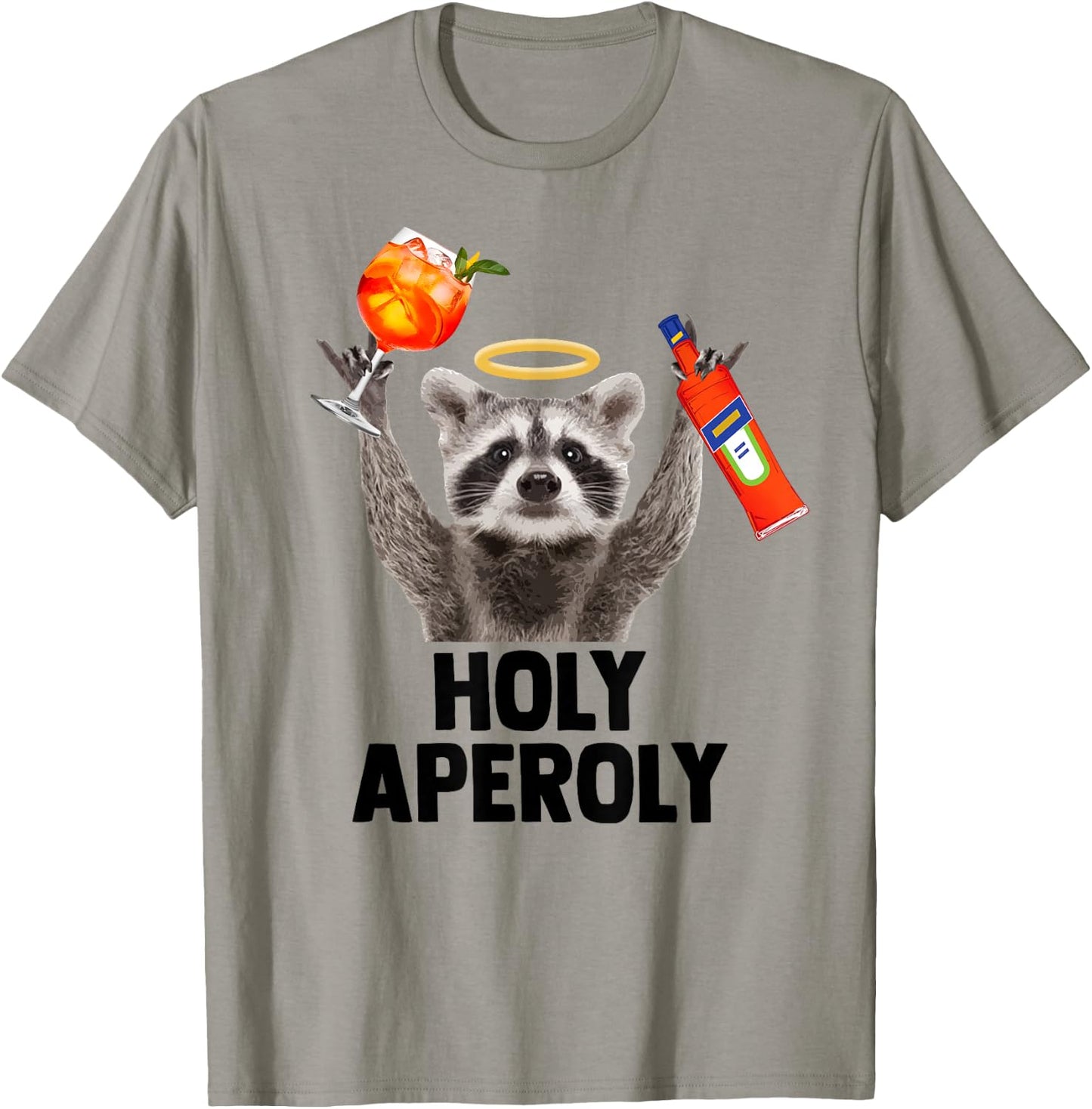 HOLY APEROLY X Raccoon Meme Racoon X Aperoli Pedro Spritz , White T-Shirt - T-Shirt | Sand