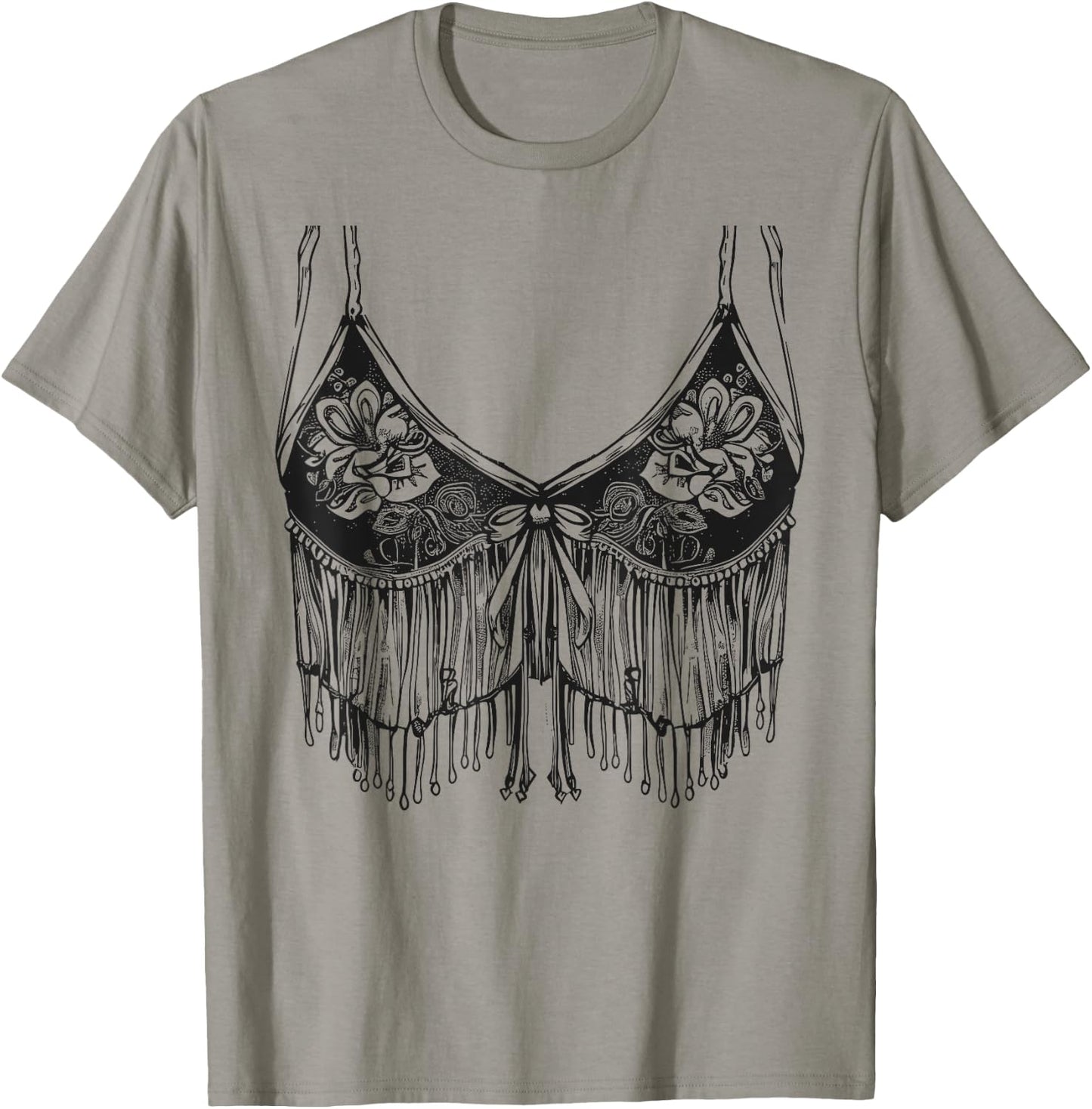 Lingerie Bra graphic Cowgirl Fringe Trendy Cute Sexy Country T-Shirt - T-Shirt | Sand