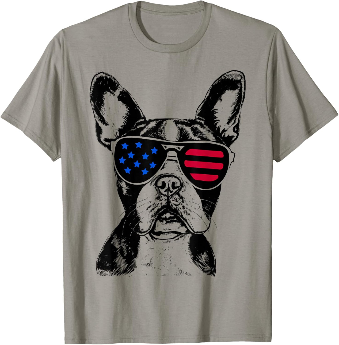 Boston Terrier Dog 4th of July America USA Flag T-Shirt - T-Shirt | Sand