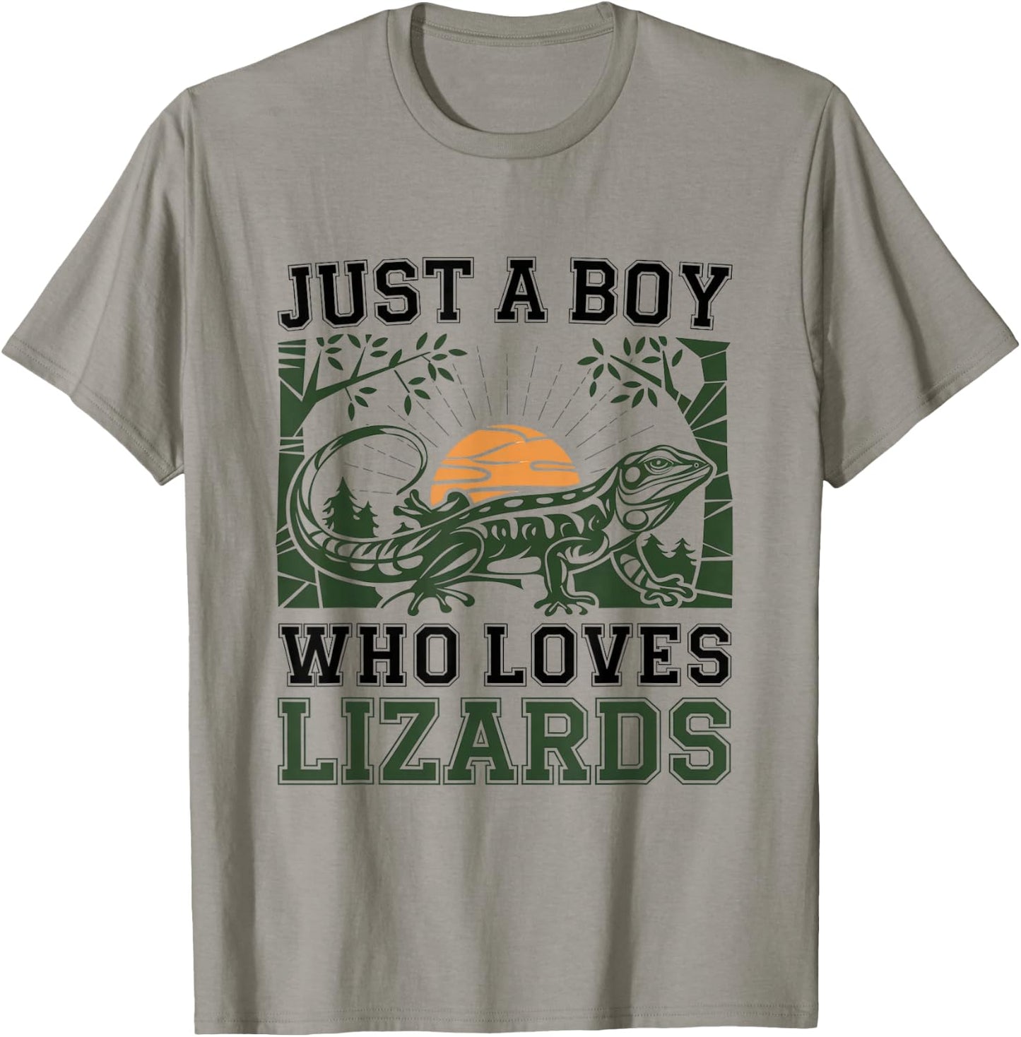 Just A Boy Who Loves Lizard Cute Casual Outfit Lover T-Shirt - T-Shirt | Sand