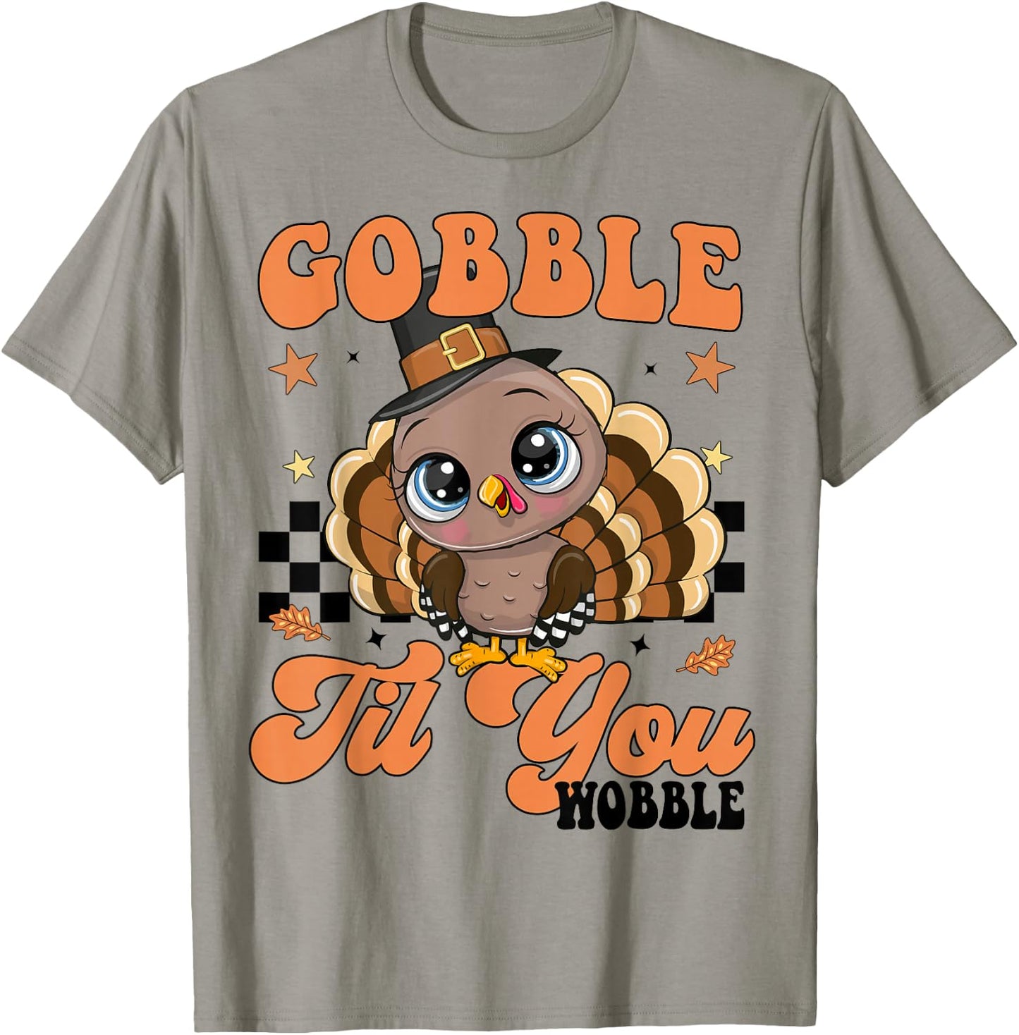 Cute Turkey Gobble Til You Wobble Girl Toddler Thanksgiving T-Shirt - T-Shirt | Sand