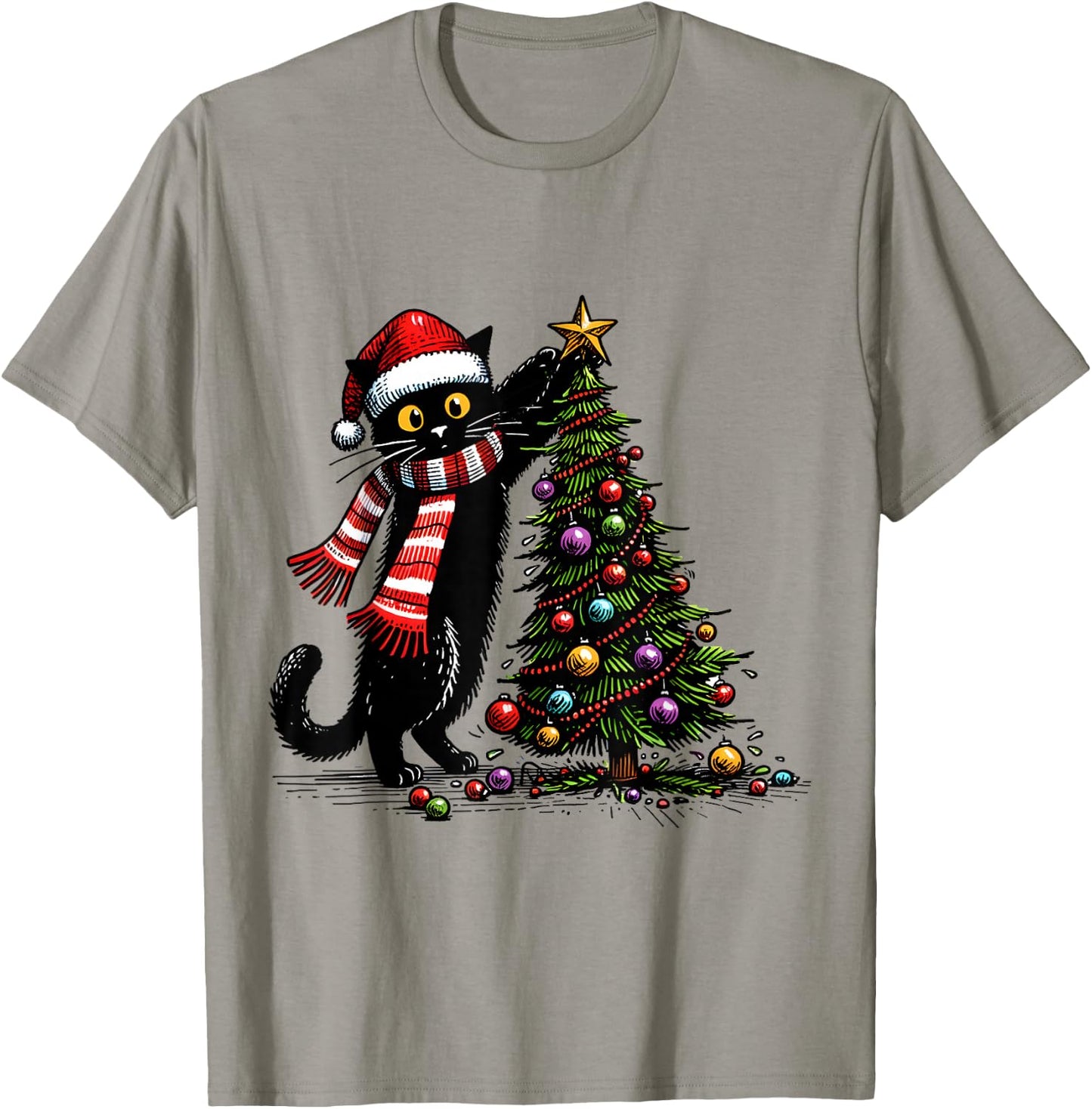 Cat Merry Christmas 2024 Woman Cat Man Cat 2024 Christmas Gift , white, S T-Shirt - T-Shirt | Sand