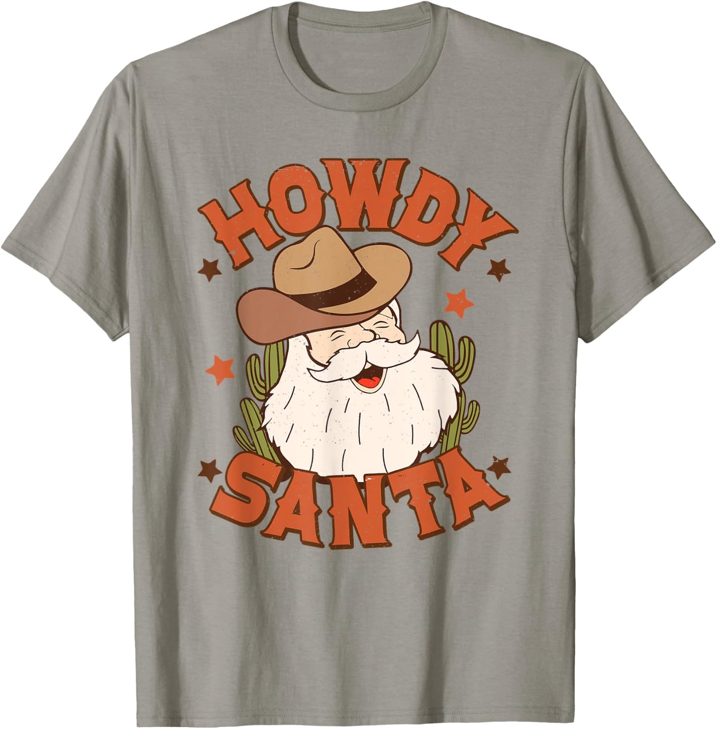 Retro Howdy Santa Christmas Rodeo Western Cowboy Cowgirl T-Shirt - T-Shirt | Sand