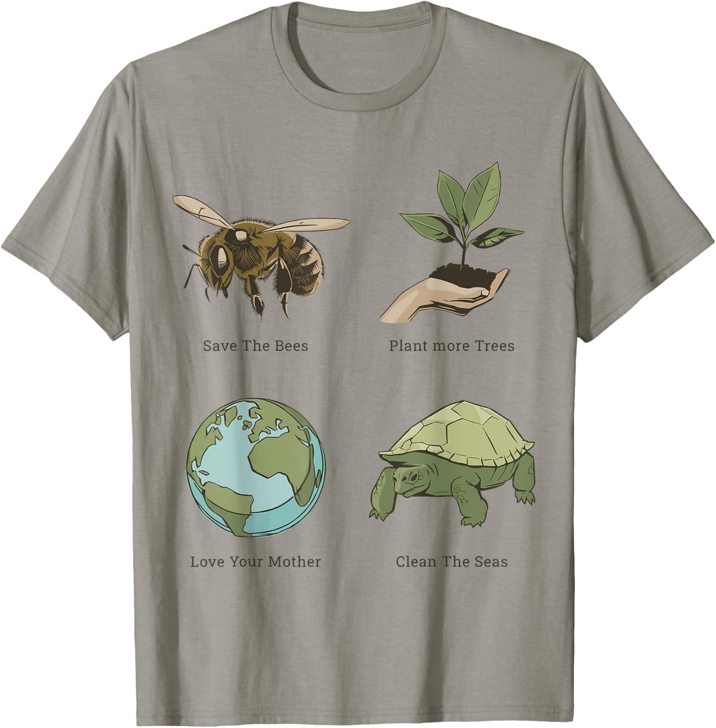 Earth Day Save the Bees Plant More Trees Clean the Seas T-Shirt - T-Shirt | Sand