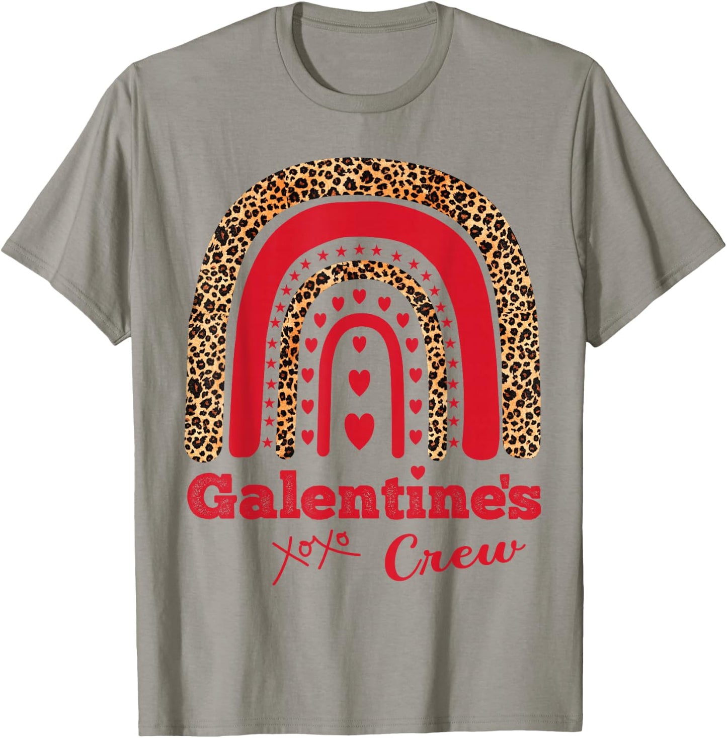 Galentine's Crew Valentine February Hearts Leopard T-Shirt - T-Shirt | Sand