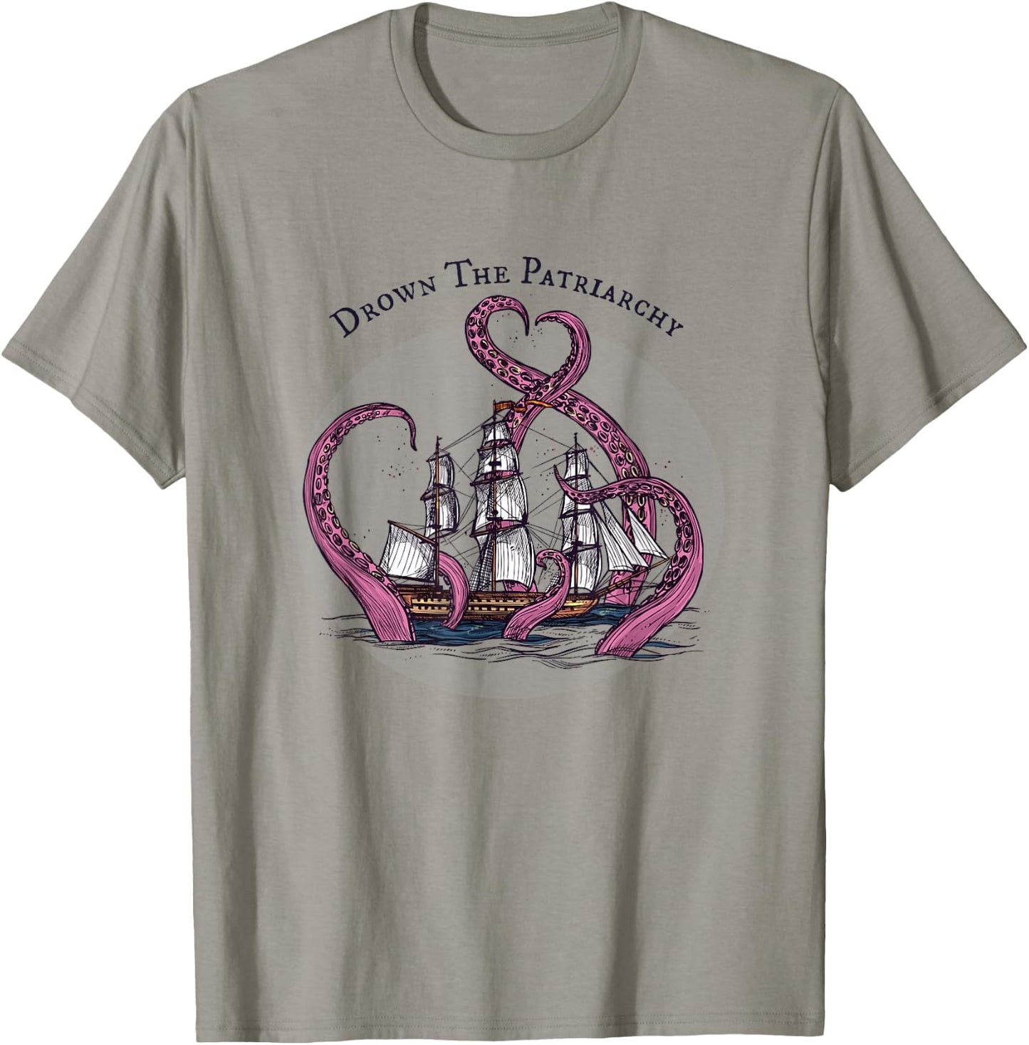 Smash the Patriarchy Funny Feminist Octopus Vintage Feminism T-Shirt - T-Shirt | Sand