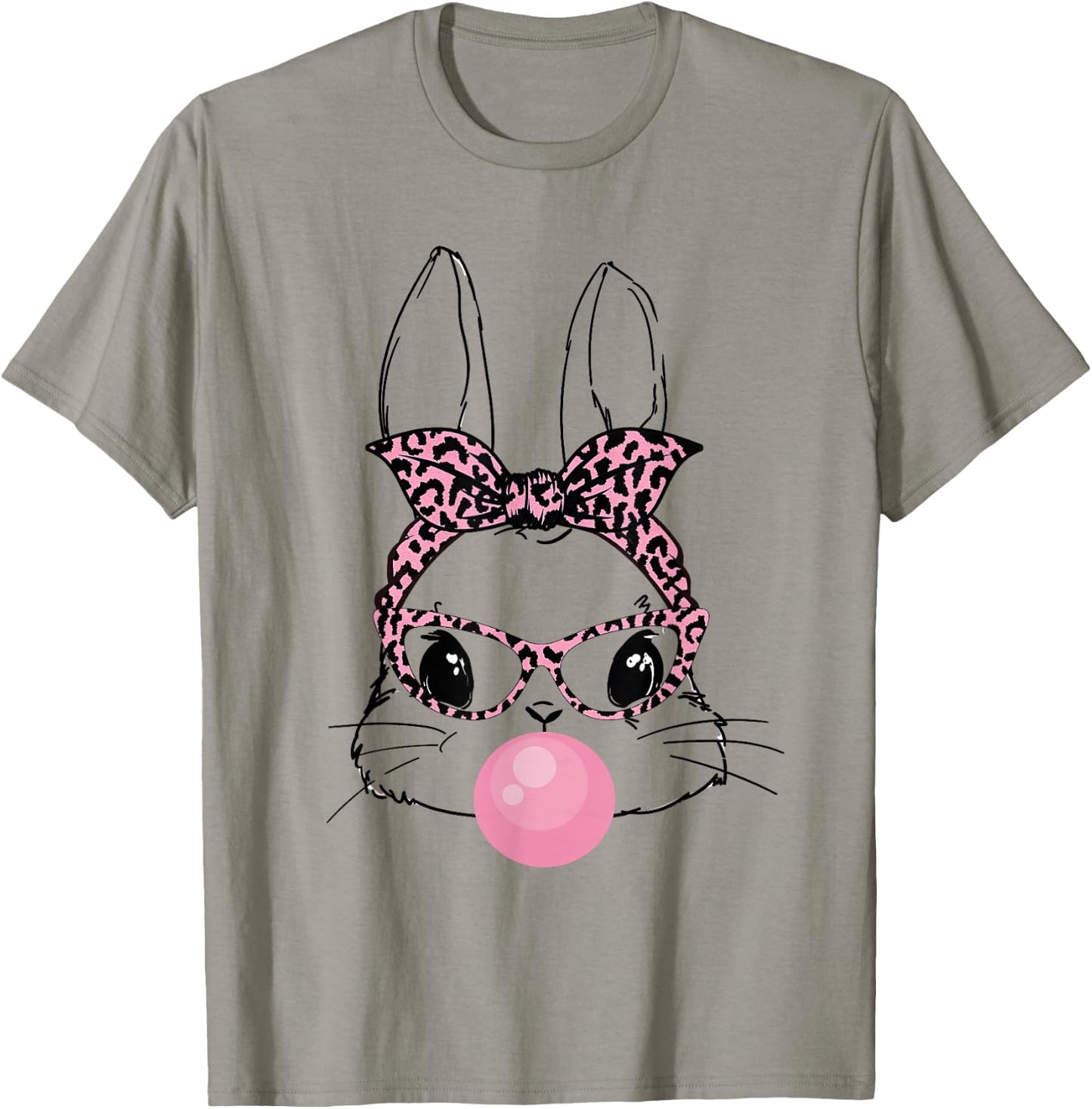 Cute Bunny With Bandana Heart Glasses Bubblegum Easter Day T-Shirt - T-Shirt | Sand