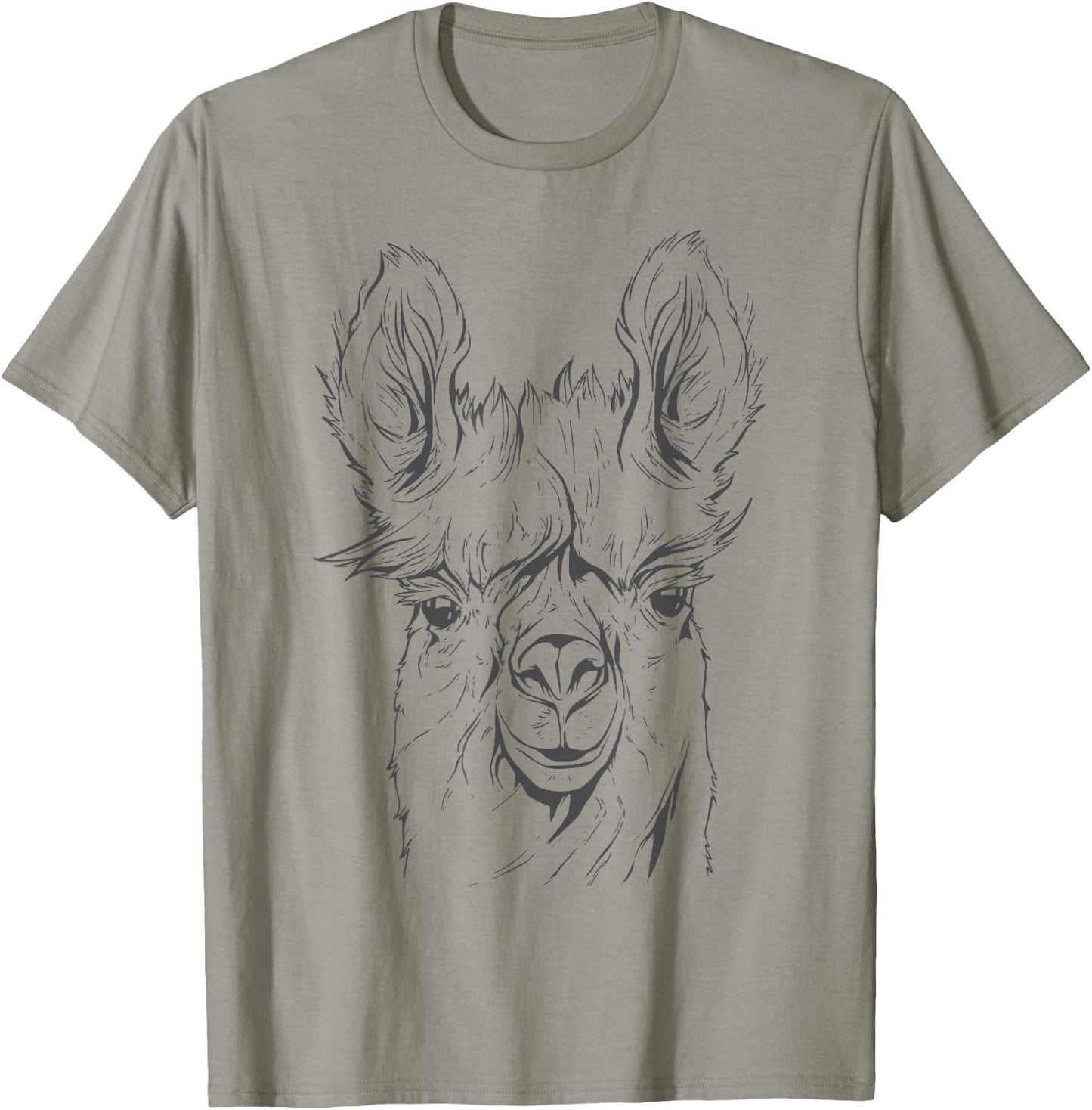 Llama Alpaca Line Art T-Shirt - T-Shirt | Sand