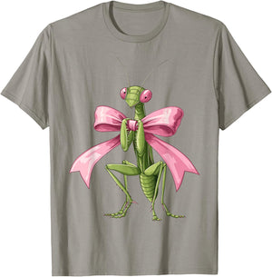 Coquette Bow Mantis Praying Mantis Insect Pink Ribbon Girl T-Shirt - T-Shirt | Sand
