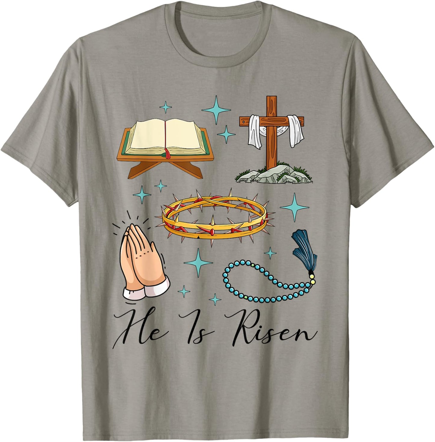 He Is Risen Shirt Easter Christian Cross Men Women Kids T-Shirt - T-Shirt | Sand