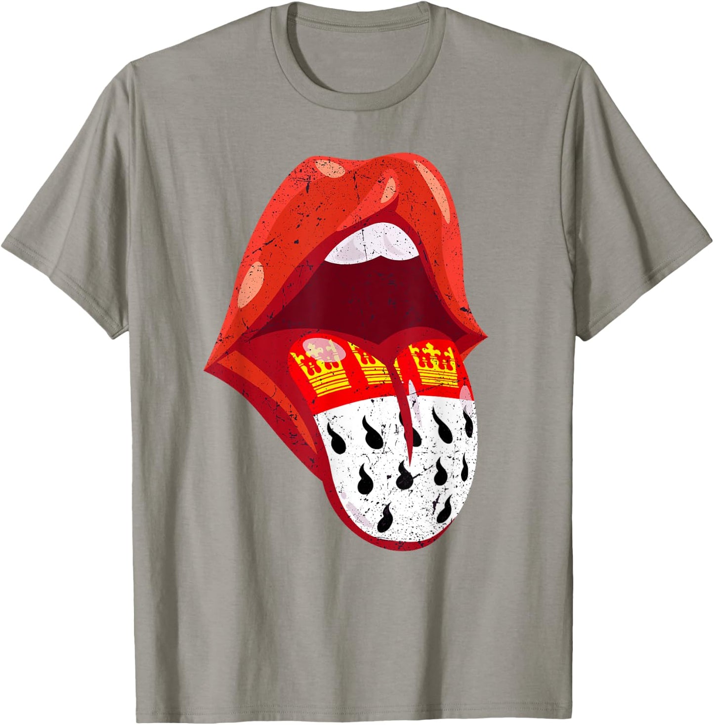 Cologne Carnival Costume Mouth with Tongue 2024 Red White Alaaf , red T-Shirt - T-Shirt | Sand