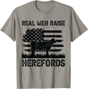 Real Men Raise Cow - Cattle Farmer Breeder Hereford T-Shirt - T-Shirt | Sand