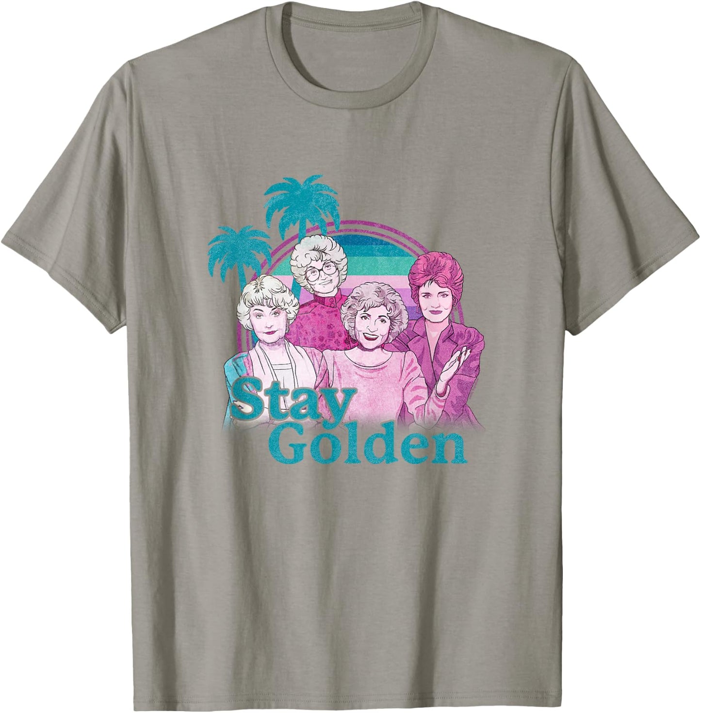 The Golden Girls Stay Golden Iconic Retro Animated Portrait , White T-Shirt - T-Shirt | Sand