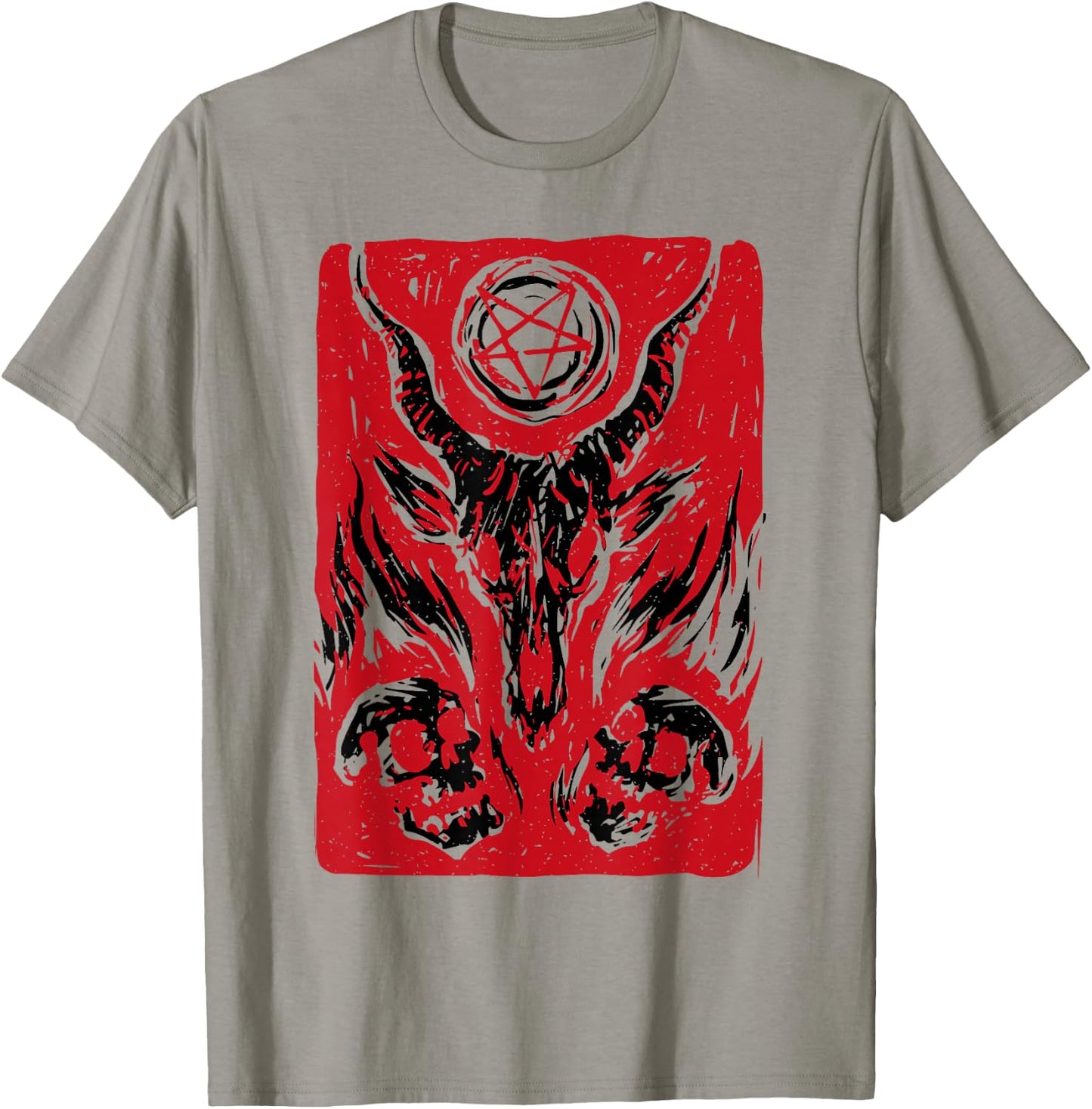 Retro Baphomet Satanic Satan Goat Devil Occult Goth Graphic T-Shirt - T-Shirt | Sand