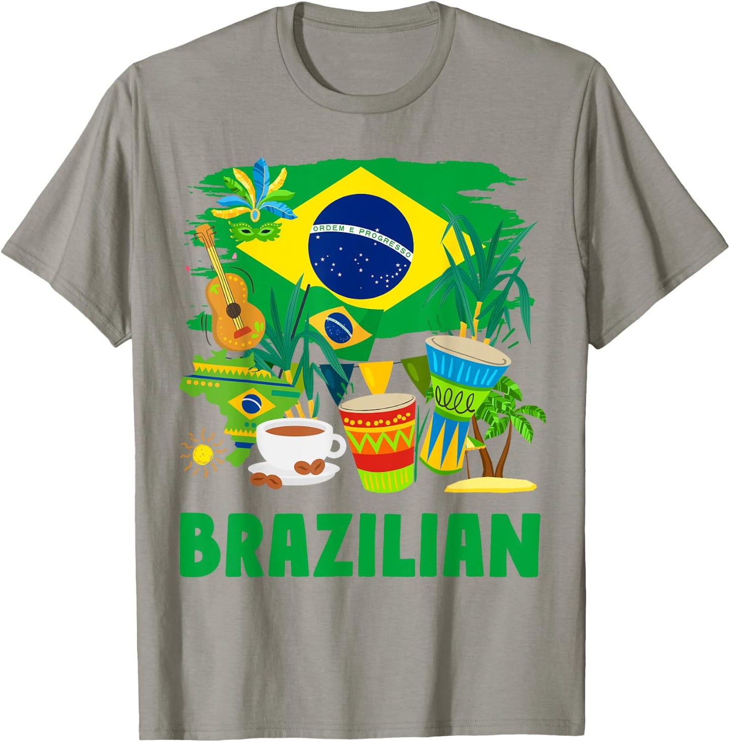 Brazil Flag - Outfit Idea for Children - Flag of Brazil and Brazil , Yellow, S T-Shirt - T-Shirt | Sand