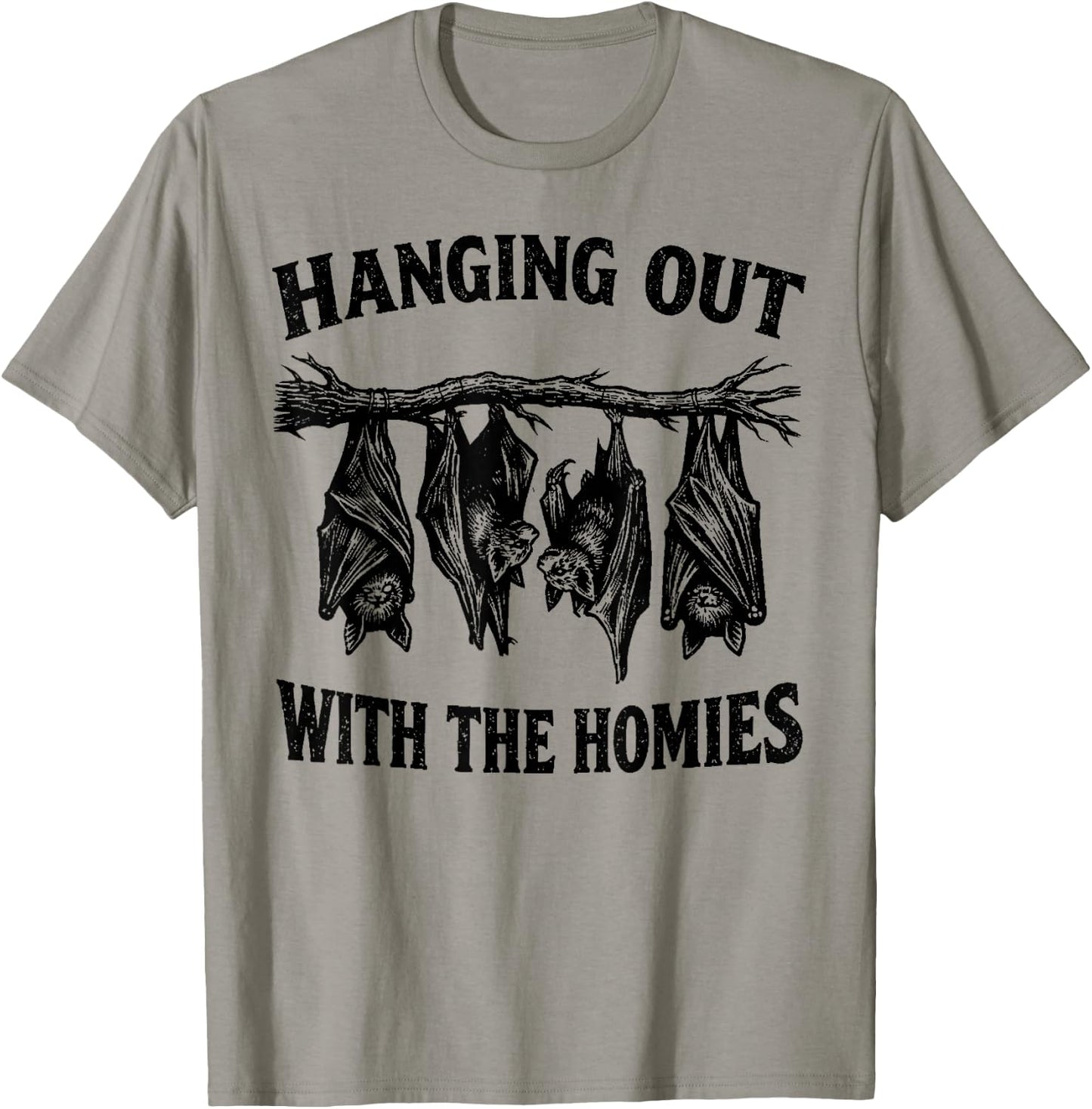 Mit den Homies abhängen, lustige Fledermäuse von Oben nach unten, dunkler Humor T-Shirt - T-Shirt | Sand