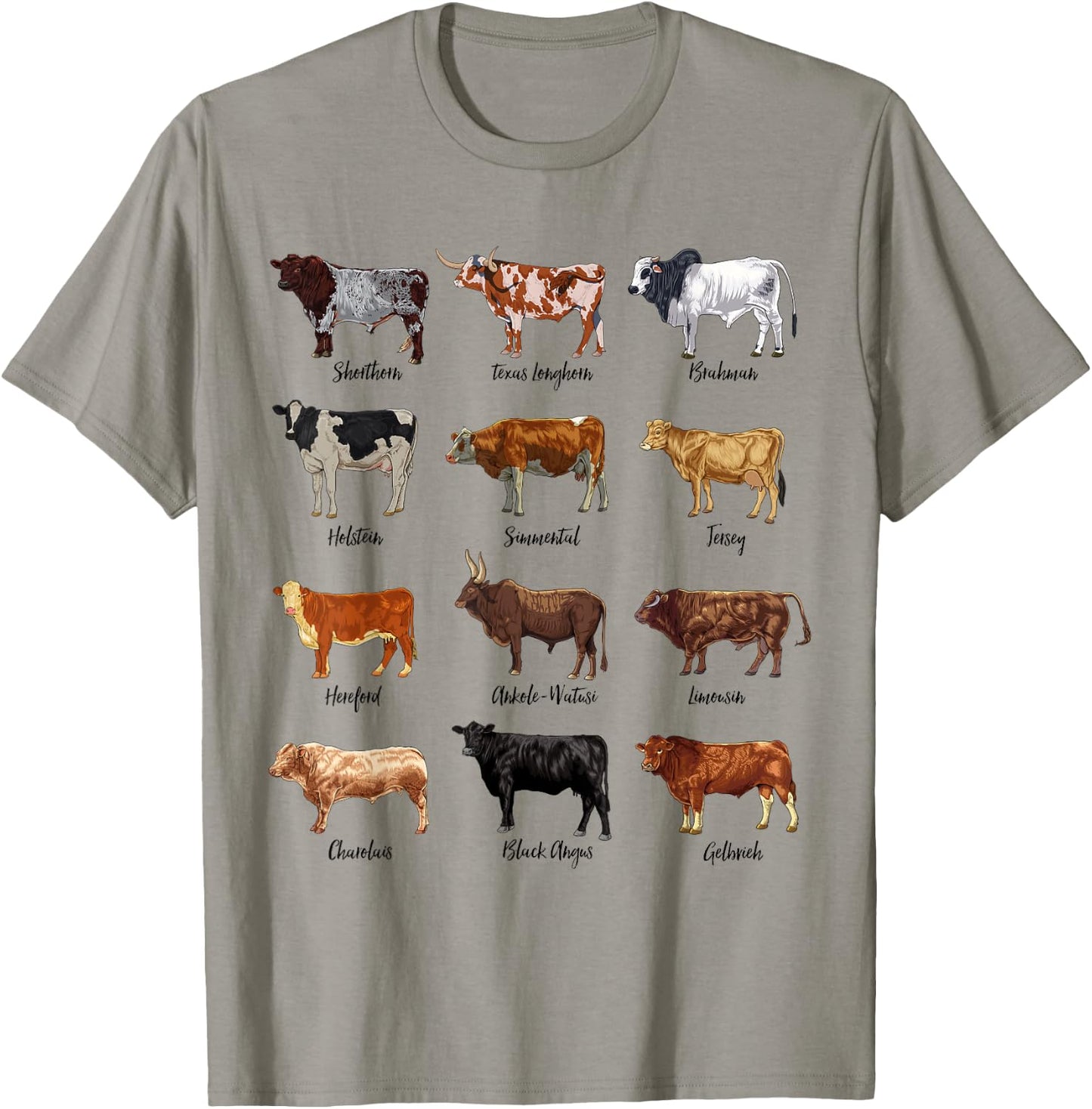Cow drawings - types of cattle T-Shirt - T-Shirt | Sand