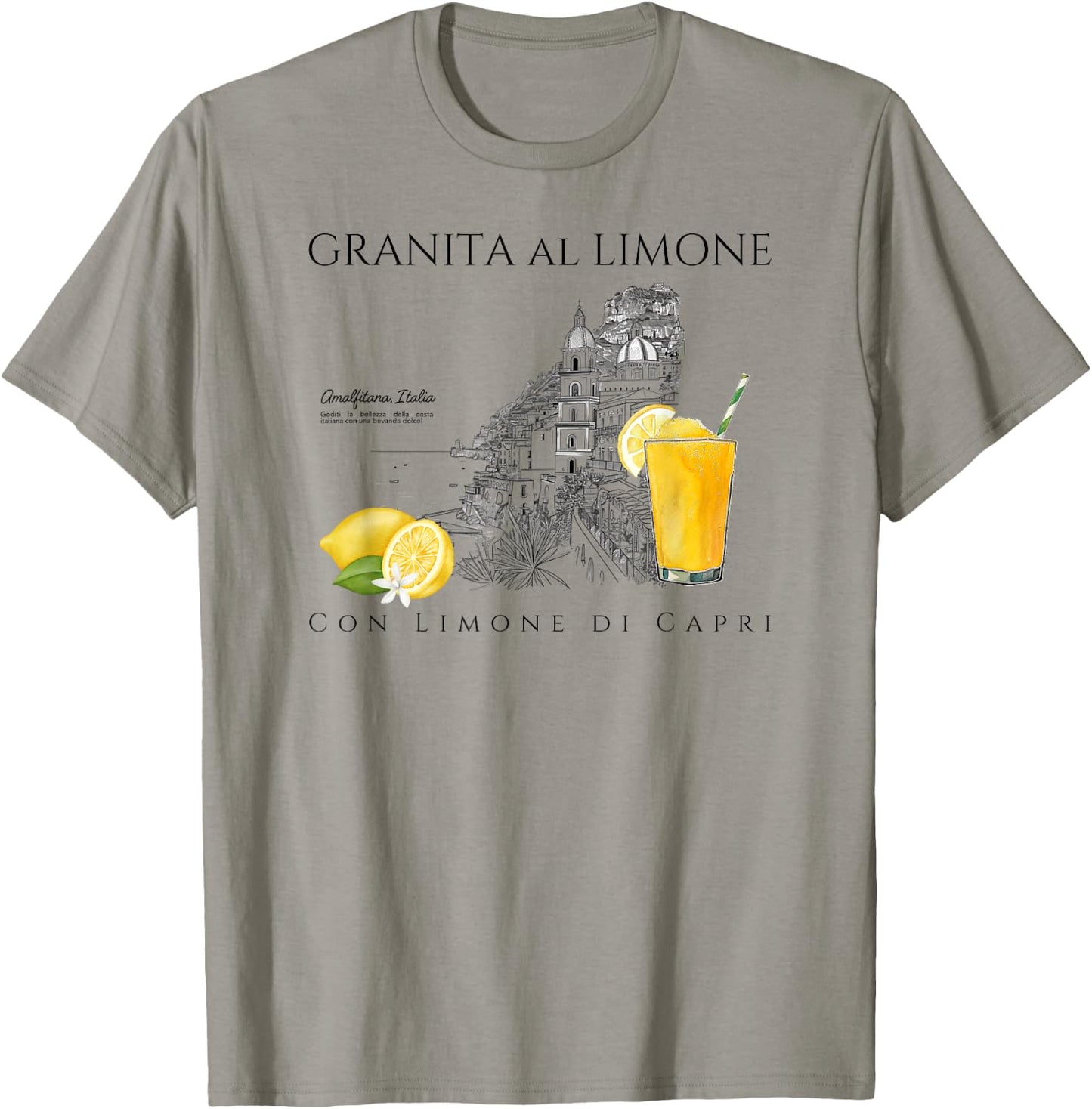 Amalfi Coast Lemons Granita al Limone, Capri Italy , white, S T-Shirt - T-Shirt | Sand